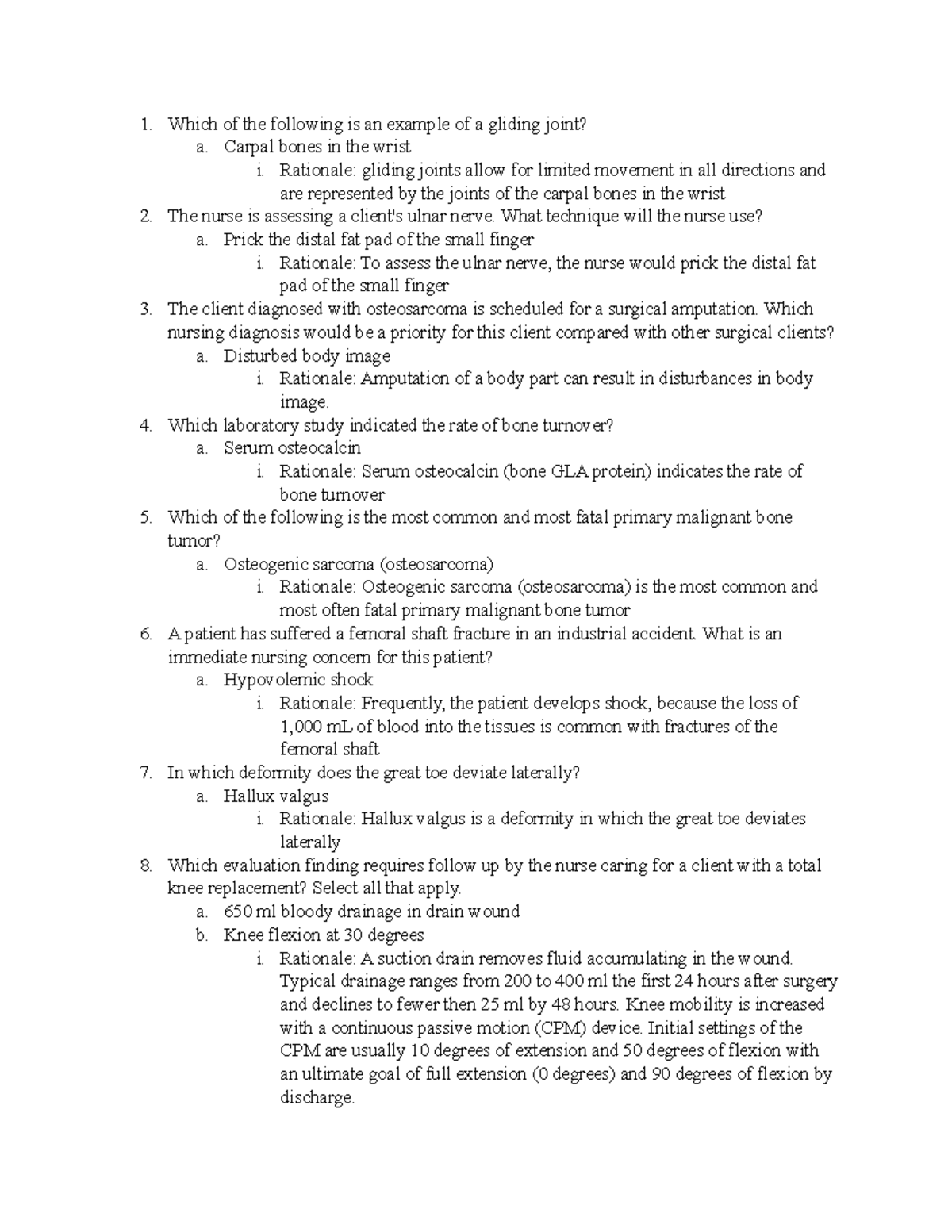 practice questions with rationales Which of the following is an