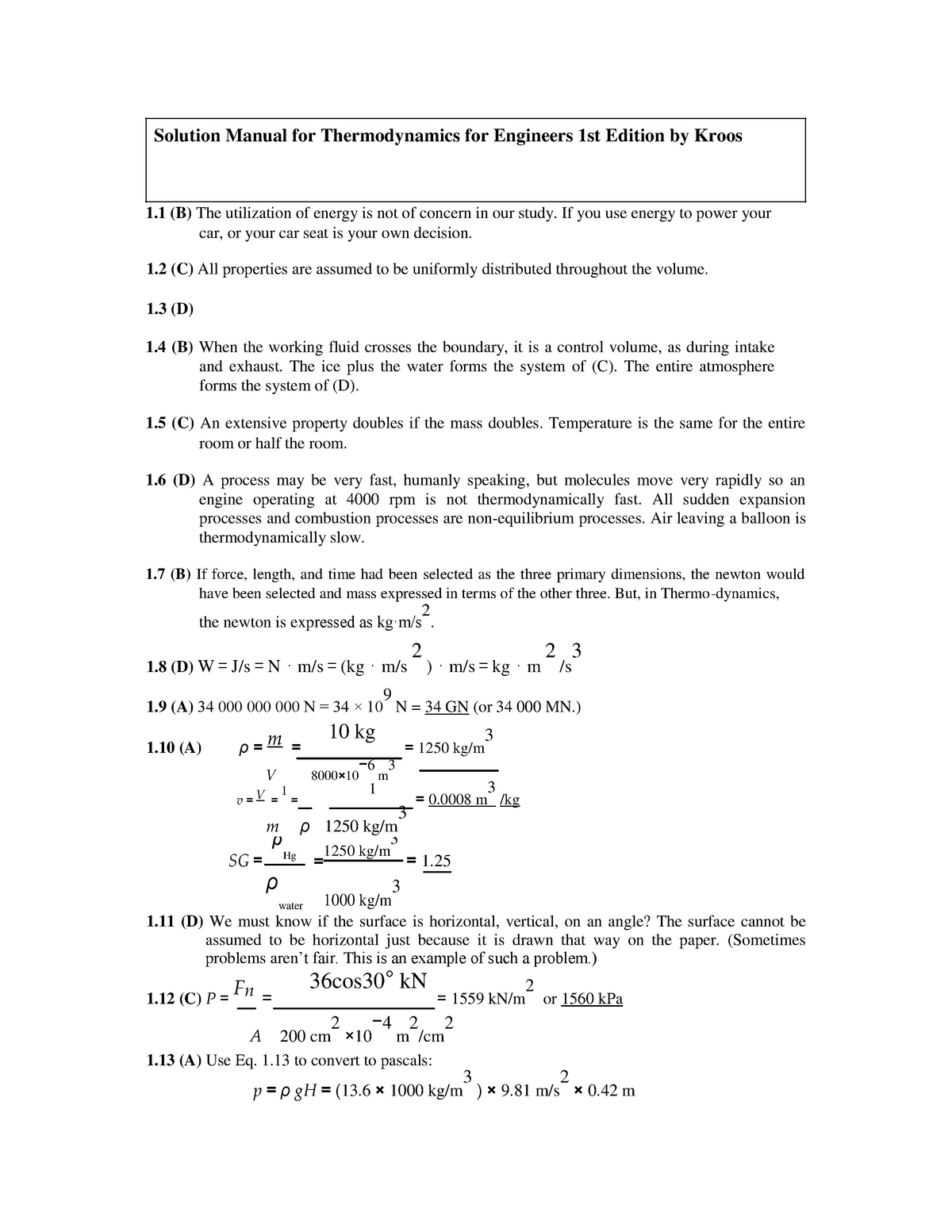 Link Full Download Solution Manual For Thermodynamics For Engineers 1st Edition By Kroos Solution Manual For Thermodynamics For Engineers 1st Edition By Kroos Studocu