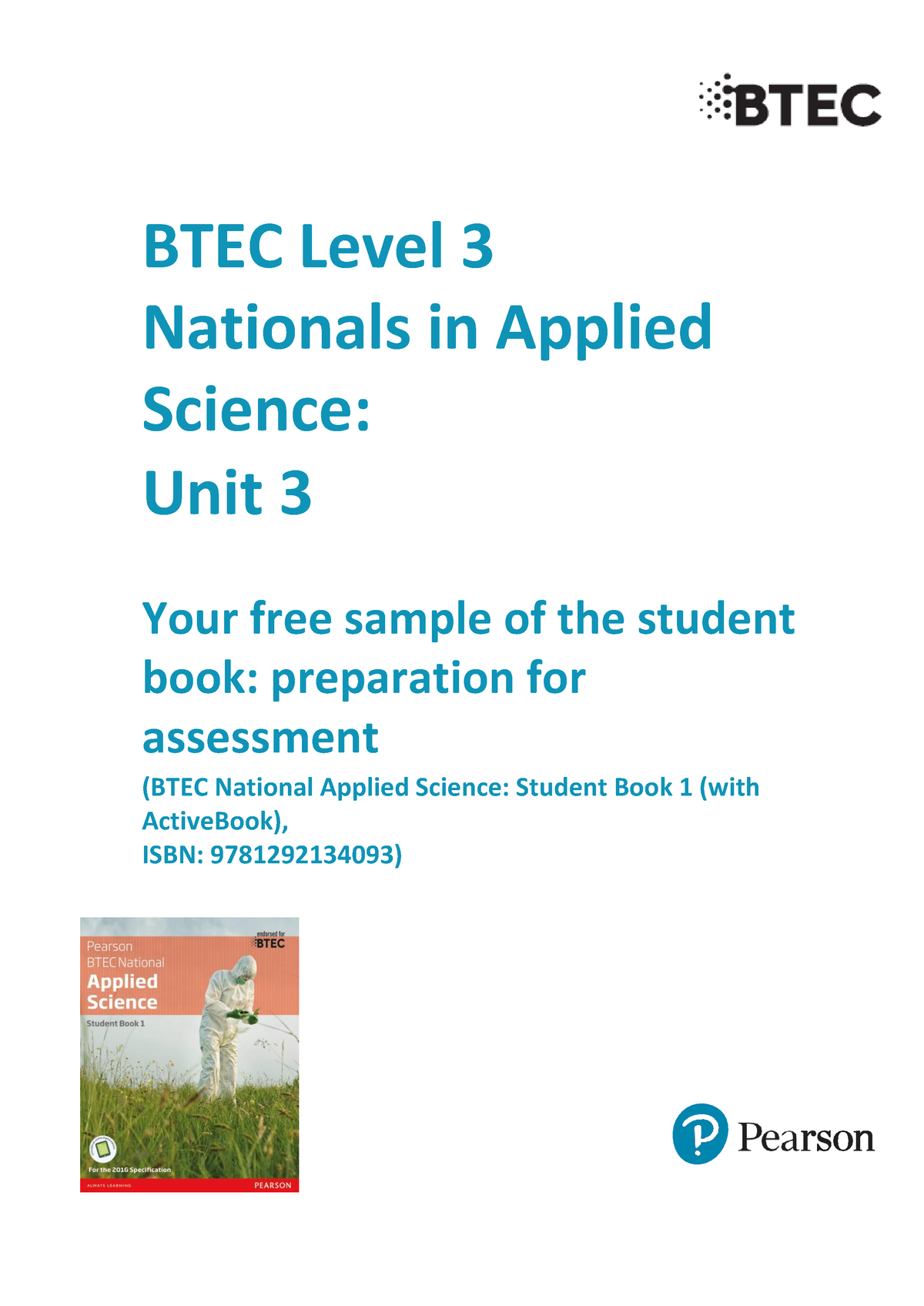 Btecnational App Sci Unit3 - BTEC Level 3 Nationals In Applied Science ...