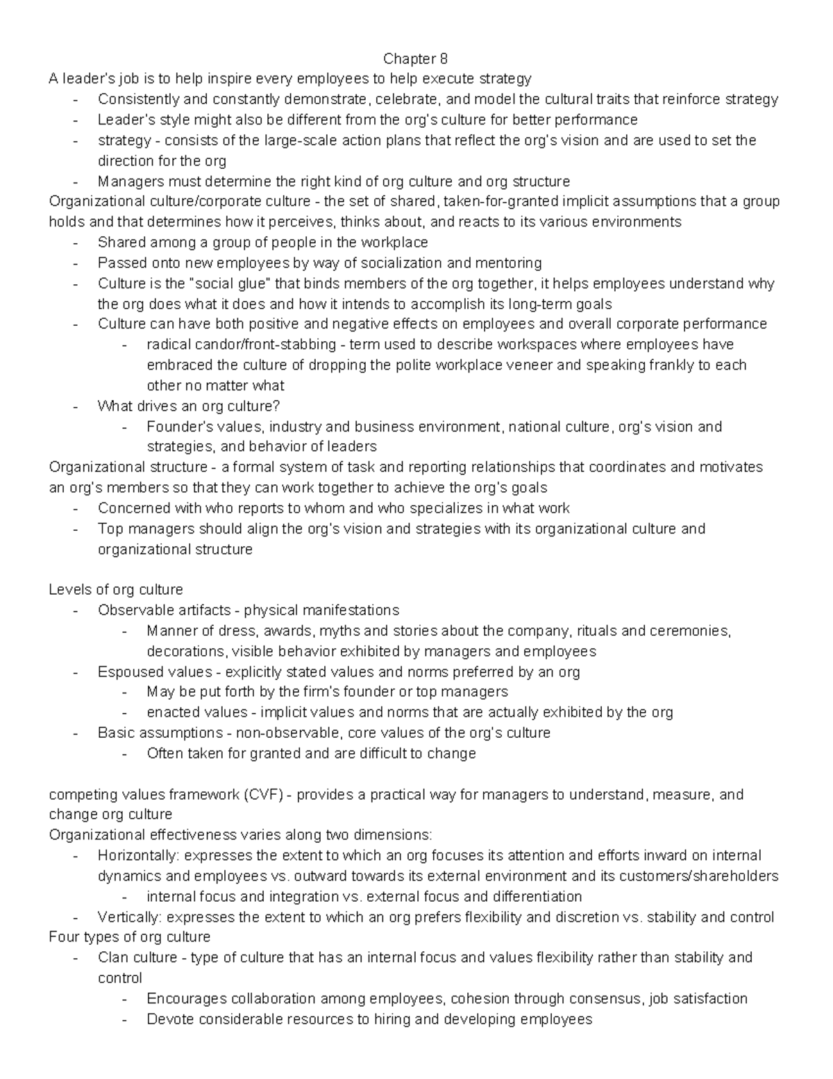 MGT 3120 - Chapter 8-16 Notes - Chapter 8 A Leader’s Job Is To Help ...