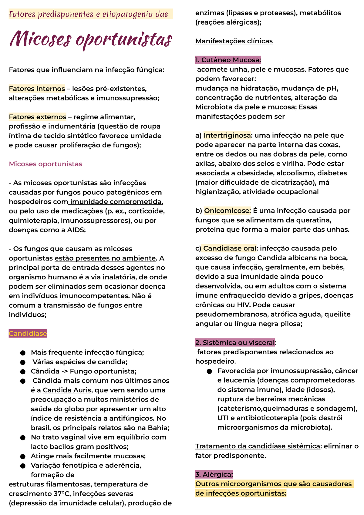 Micoses - Microbiologia