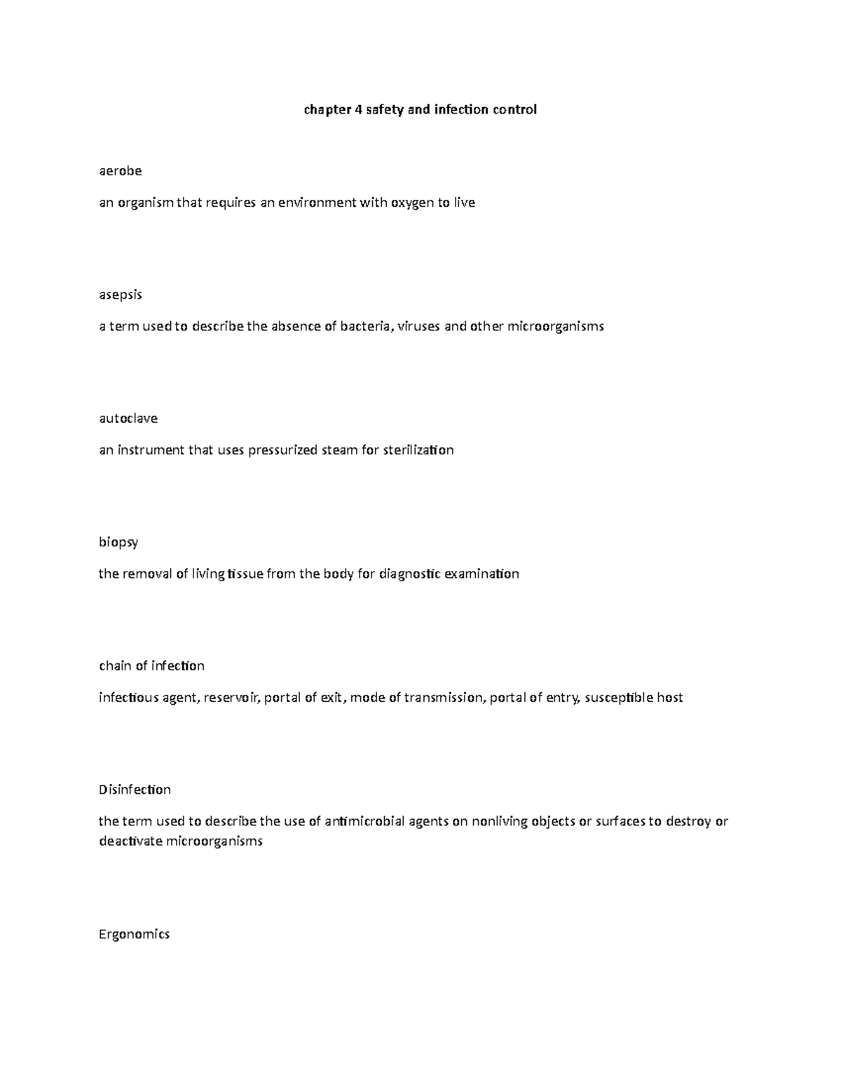 Chapter 4 safety and infection control chapter 4 safety and infection control aerobe an