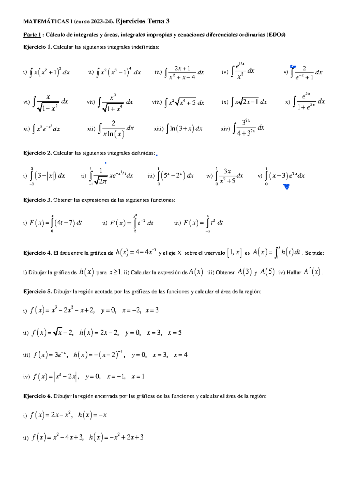 Ejer Tema 3 1 - Ejercicios - MATEMÁTICAS I (curso 2023-24). Ejercicios ...