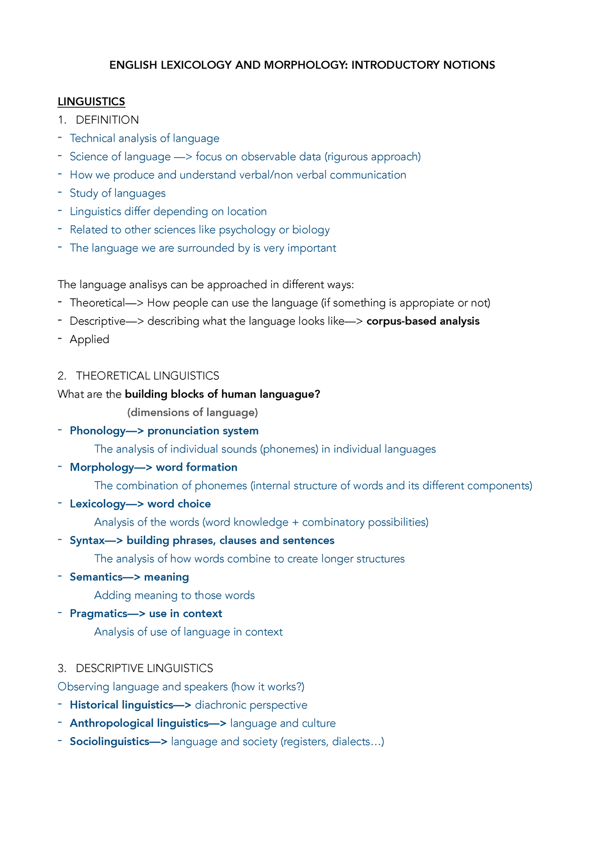 Lexicology And Morphology (Introduction) - ENGLISH LEXICOLOGY AND ...