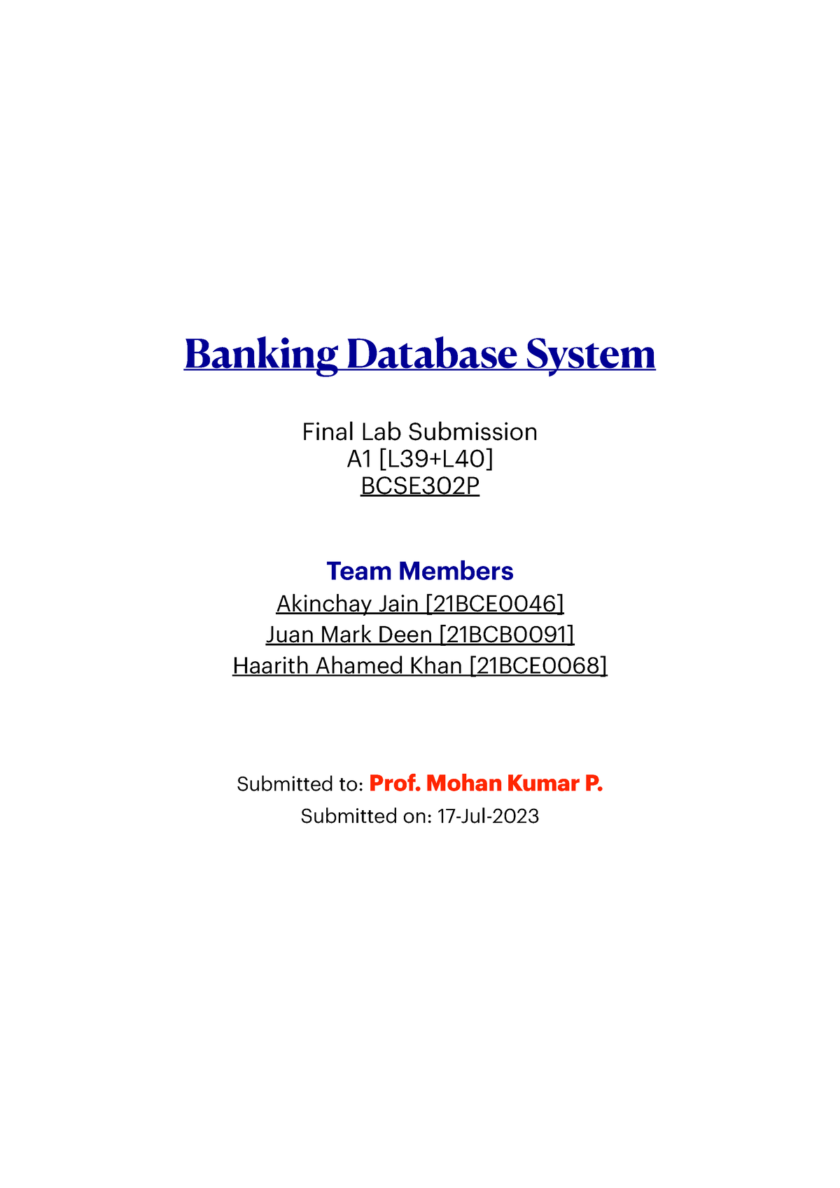 dbms case study on banking system