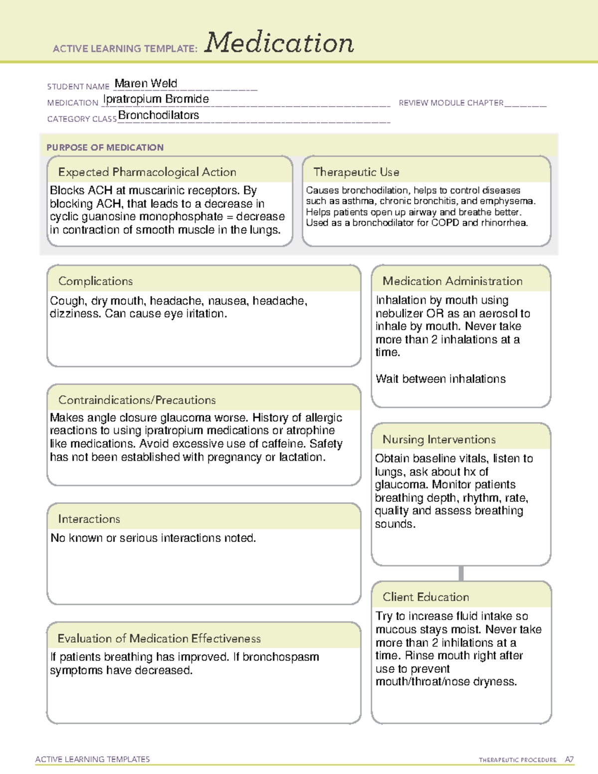 ATI - Ipratropium Bromide - ACTIVE LEARNING TEMPLATES TherapeuTic ...