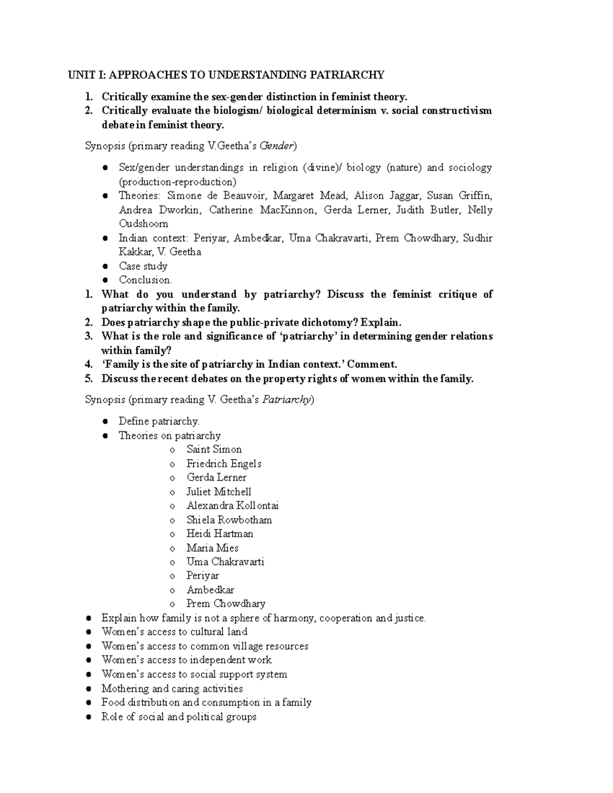 FTP Question Bank And Synopses - UNIT I: APPROACHES TO UNDERSTANDING ...