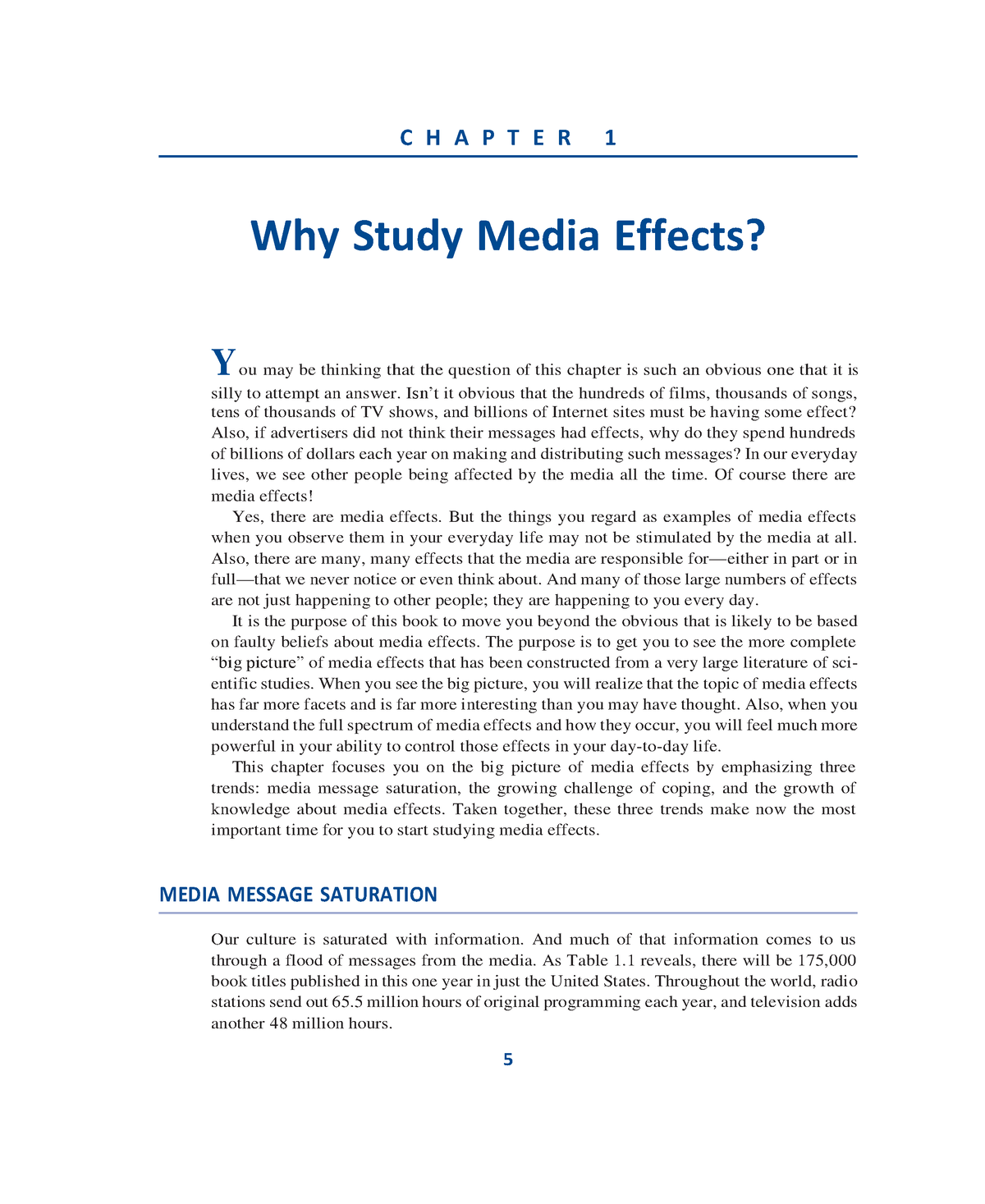 Media Effects Chapters 1-3 - C H A P T E R 1 Why Study Media Effects ...