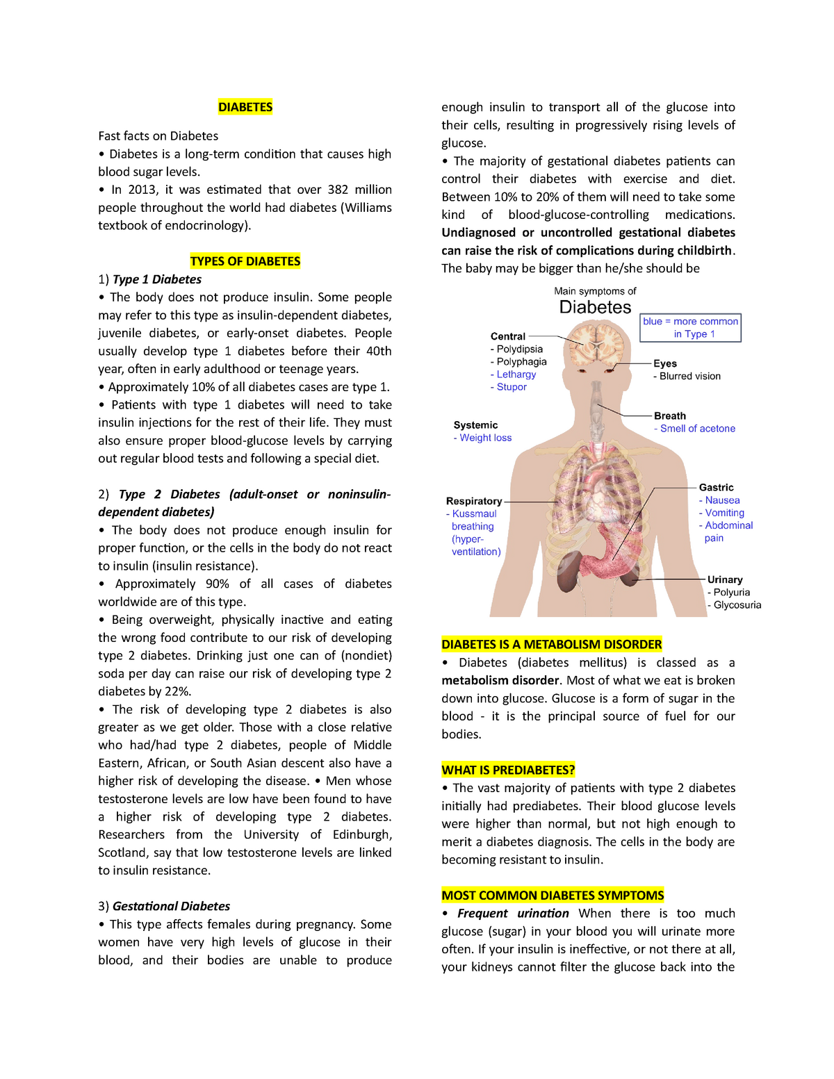 Diabetes TYPE 1 2 AND Gestational Diabetes - BS Medical Laboratory ...