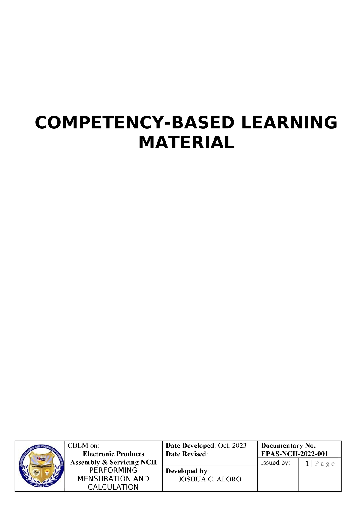 Common-3 Aloro-CBLM - ELECTRONIC SECTOR - COMPETENCY-BASED LEARNING ...