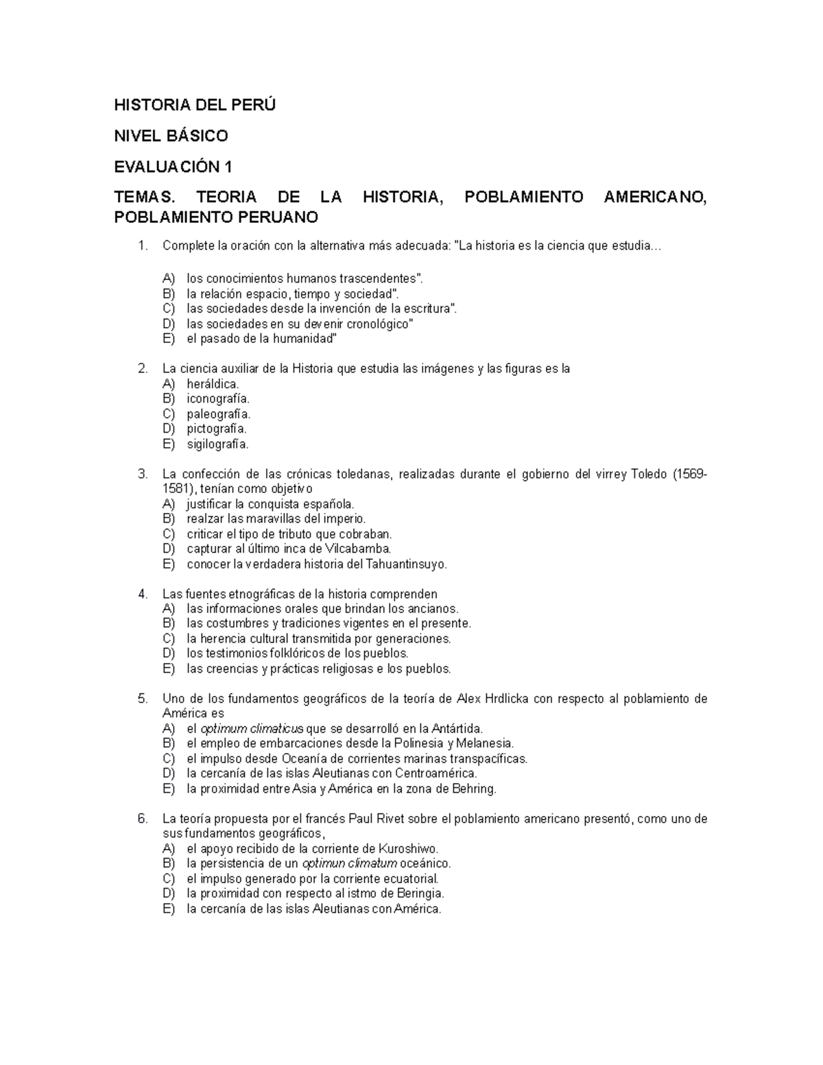 1. HP Preguntas Nivel Basico (SIN Claves) - HISTORIA DEL PERÚ NIVEL ...