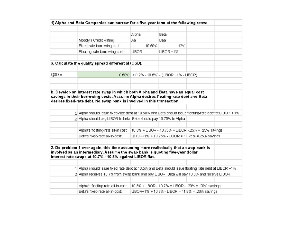 ICA 8 - Sheet 1 - In class assignment - 1) Alpha and Beta Companies can ...