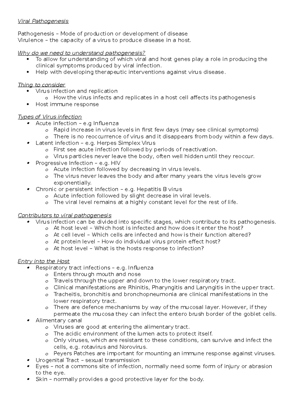 Lecture 2 - Viral Pathogenesis - Viral Pathogenesis Pathogenesis – Mode ...