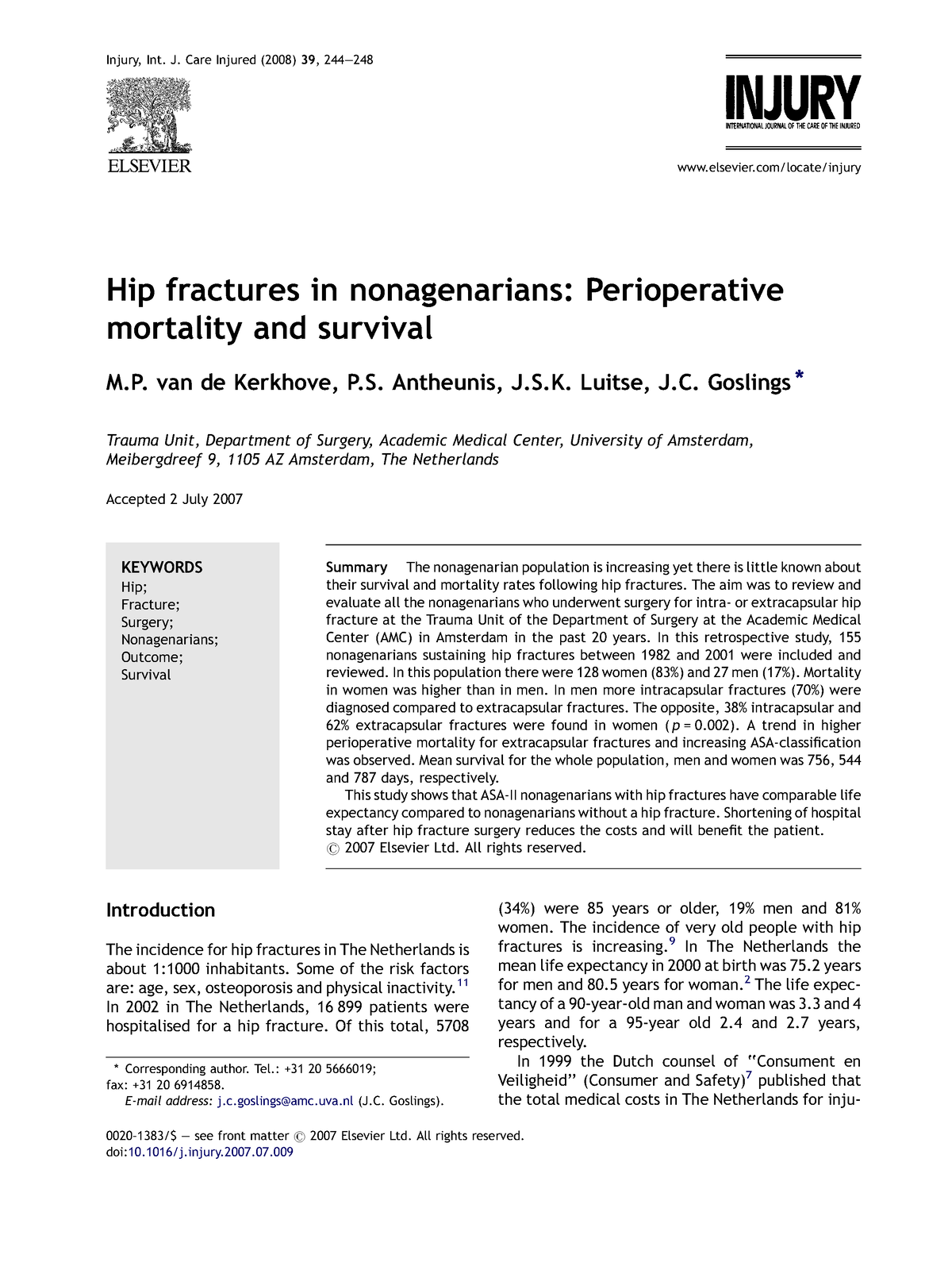 Hip Fractures In Nonagenarians Periopera Hip Fractures In Nonagenarians Perioperative 9778