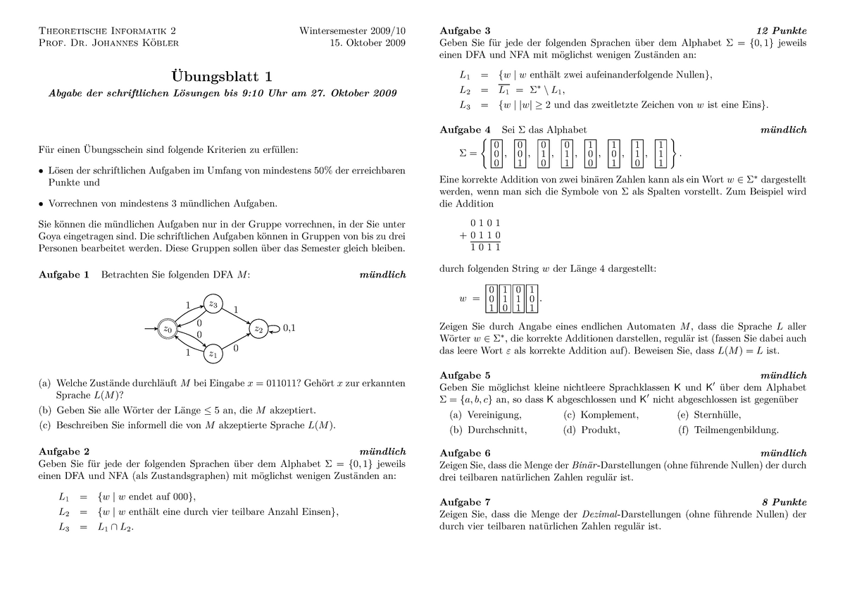 Thi2 Blatt 01 Hm Sadas Sdw123 12e1edasd Sada Theoretische Studocu