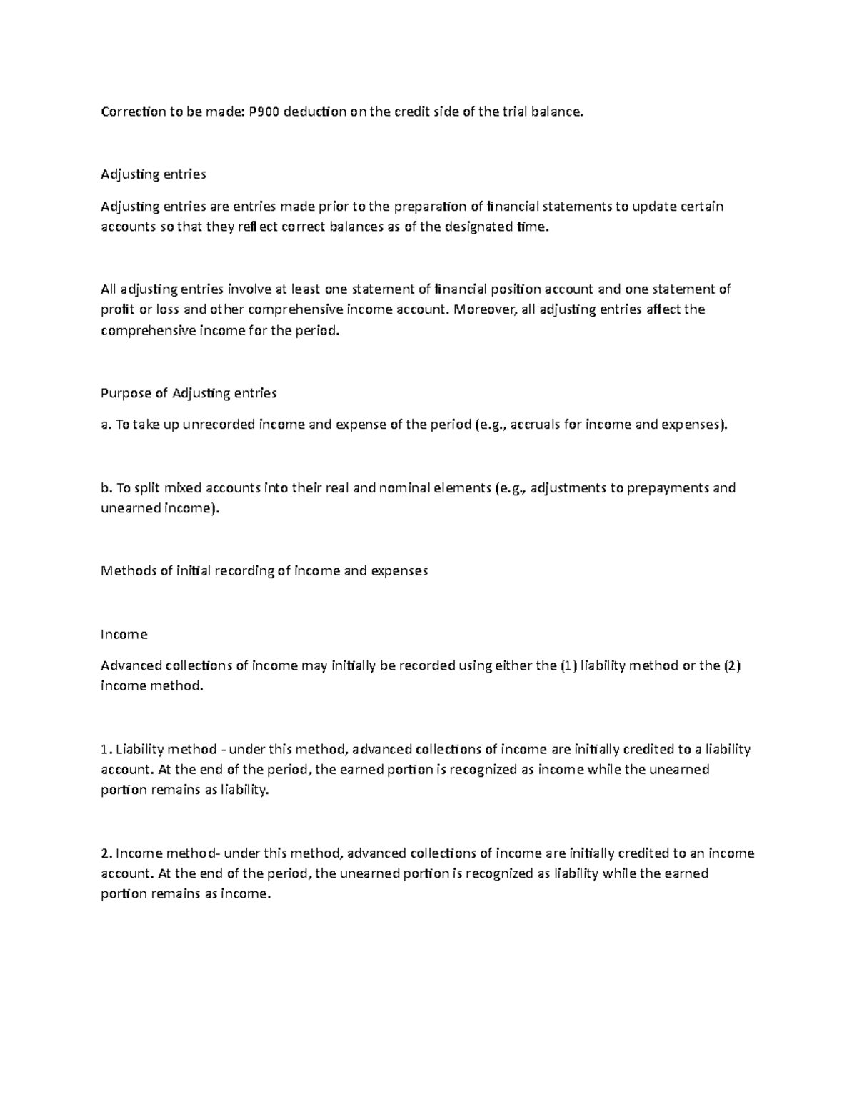 INT ACC 3 - INT ACC 3 - Correction to be made: P900 deduction on the ...