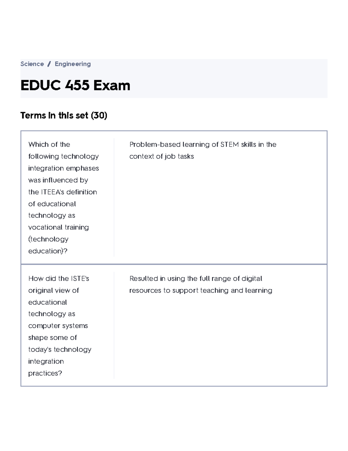 EDUC 455 Exam Flashcards Quizlet - EDUC 455 Exam Science Engineering ...