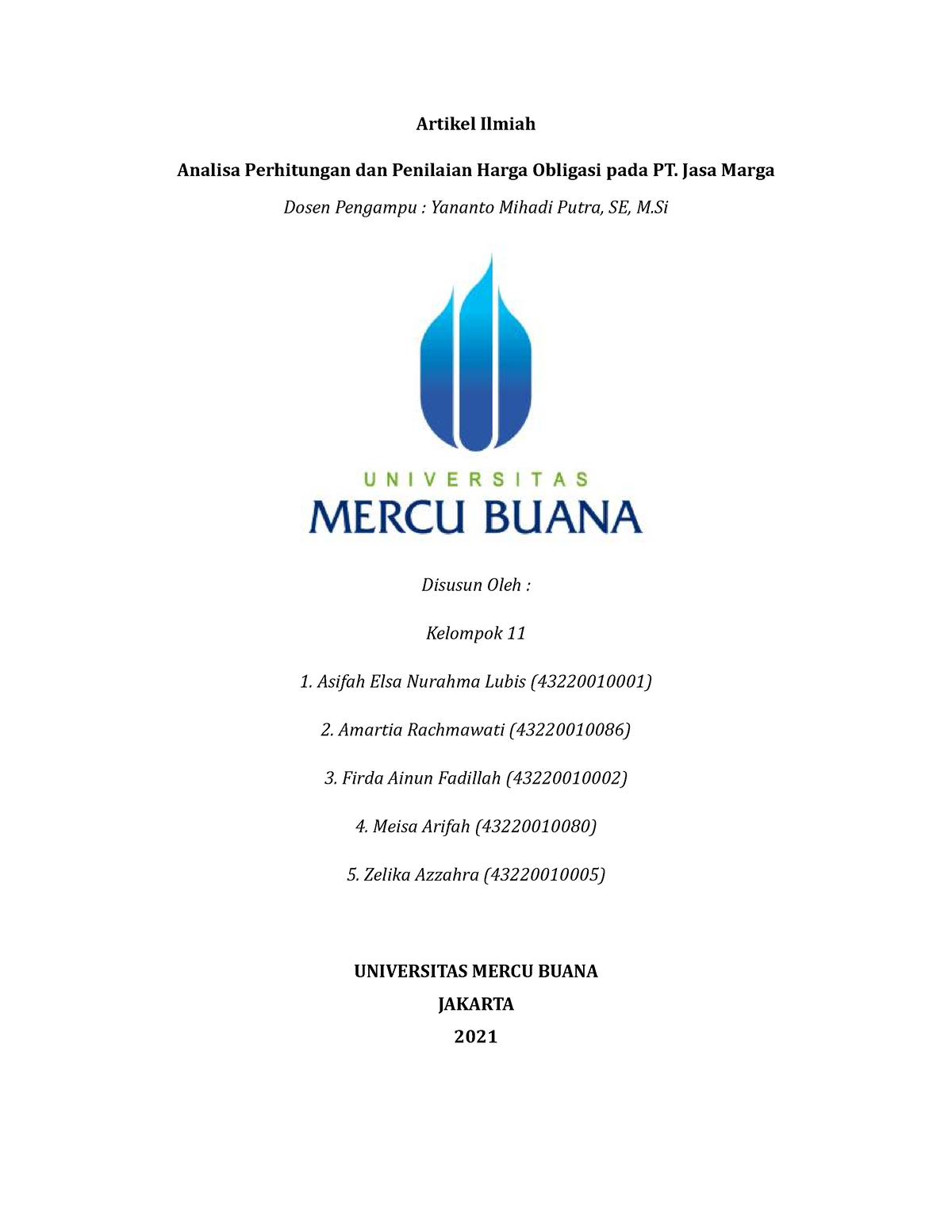 Artikel Ilmiah Analisa Perhitungan Dan Penilaian Harga Semester 4 ...