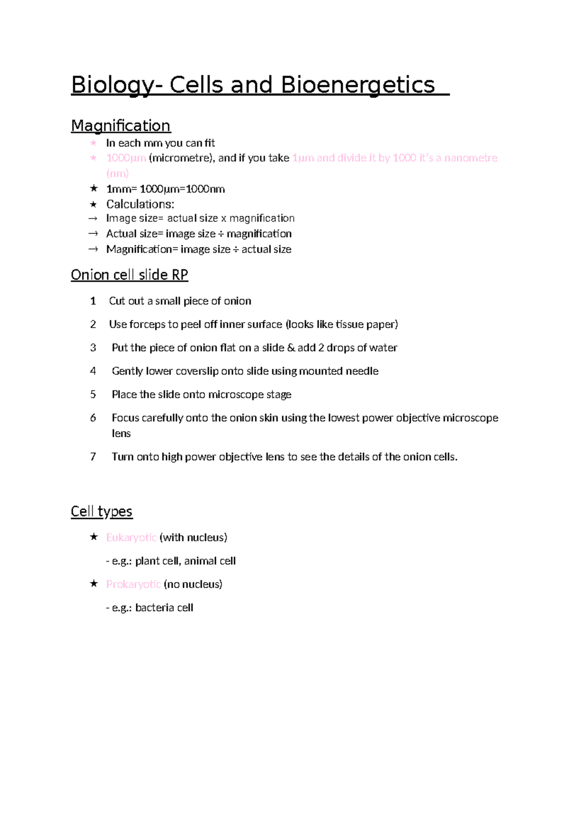 Cells and Bioenergetics - Biology- Cells and Bioenergetics ...