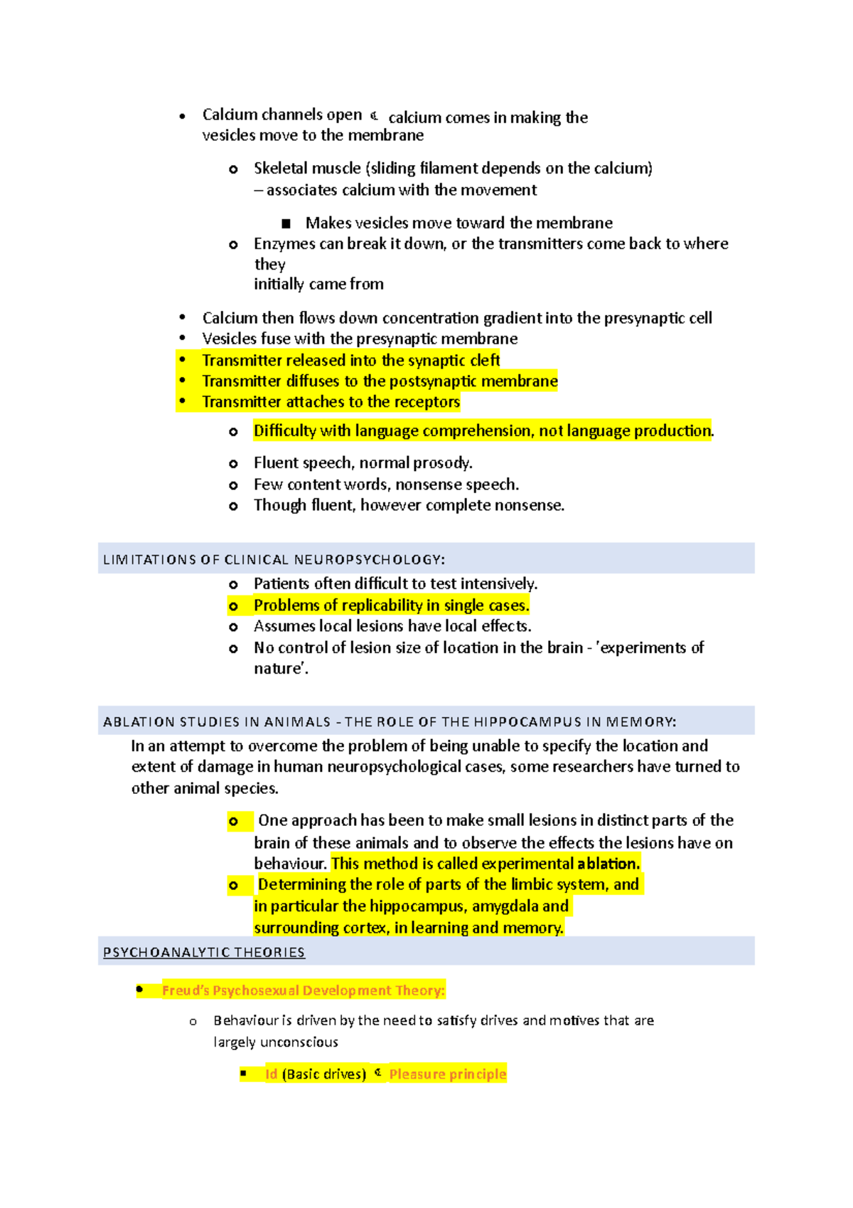 Lec 8 - Lecture notes 8 - Calcium channels open calcium comes in making ...