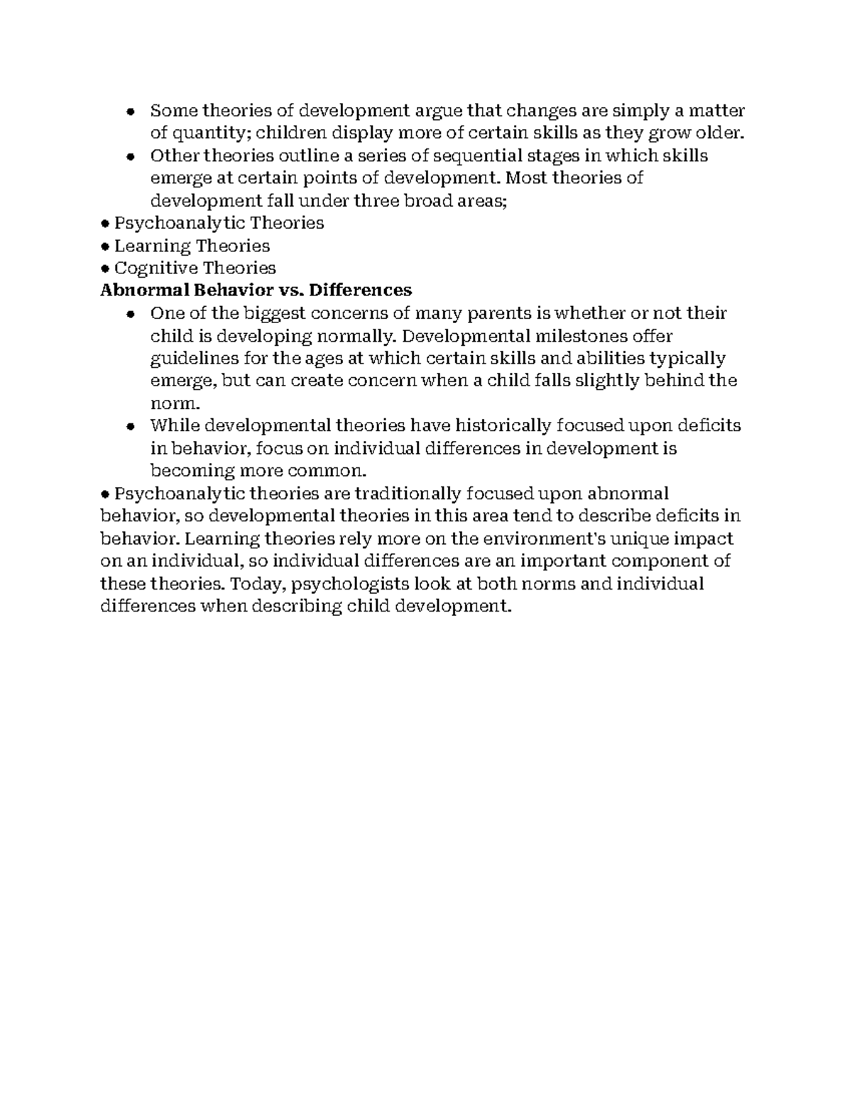 Issues in Developmental Psychology - Some theories of development argue ...