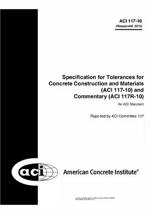 117-10(15) Specification for Tolerances for Concrete Construction 