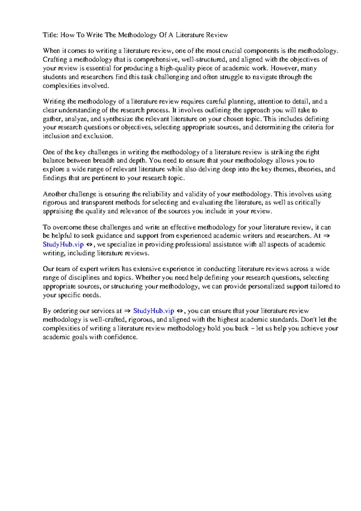 How To Write The Methodology Of A Literature Review - Crafting a ...