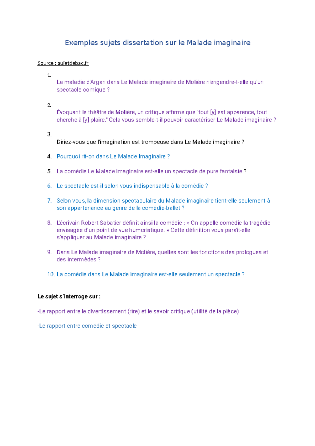 Citation Le Malade Imaginaire Dissertation www.studocu.com