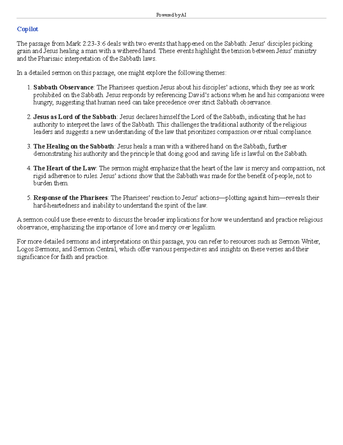 Answer - student - Powered by AI Copilot The passage from Mark 2:23-3:6 ...