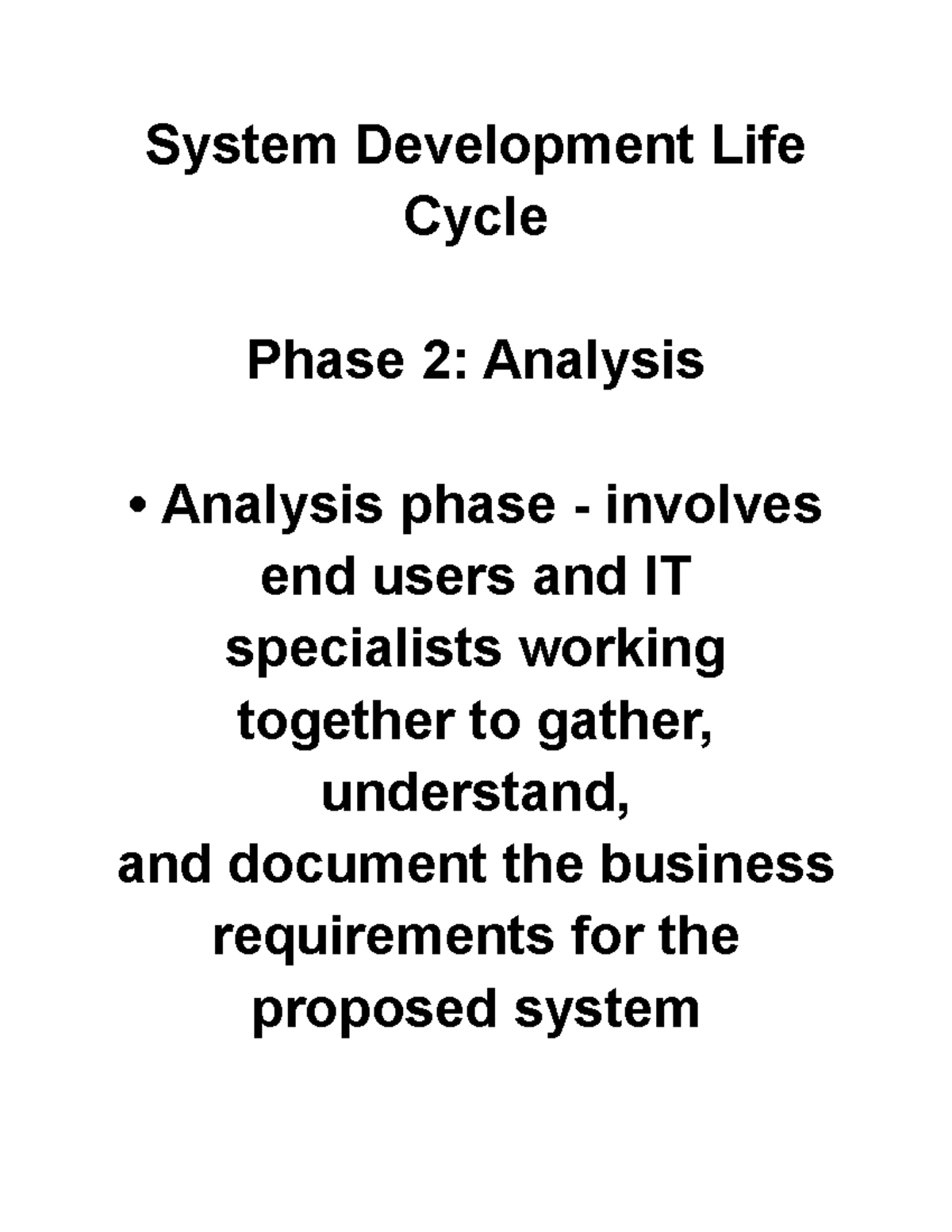 System Development Life Cycle - System Development Life Cycle Phase 2