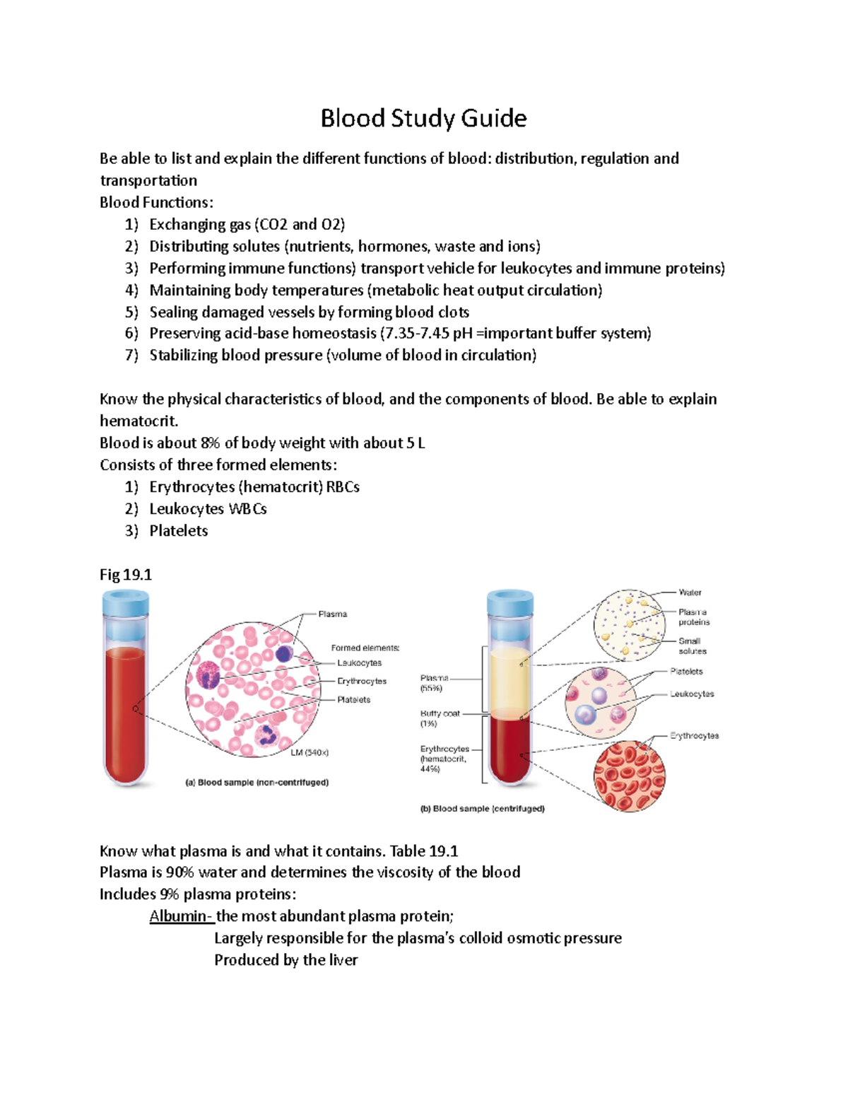 Blood Study Guide - 35-7 pH =important buffer system) 7) Stabilizing ...