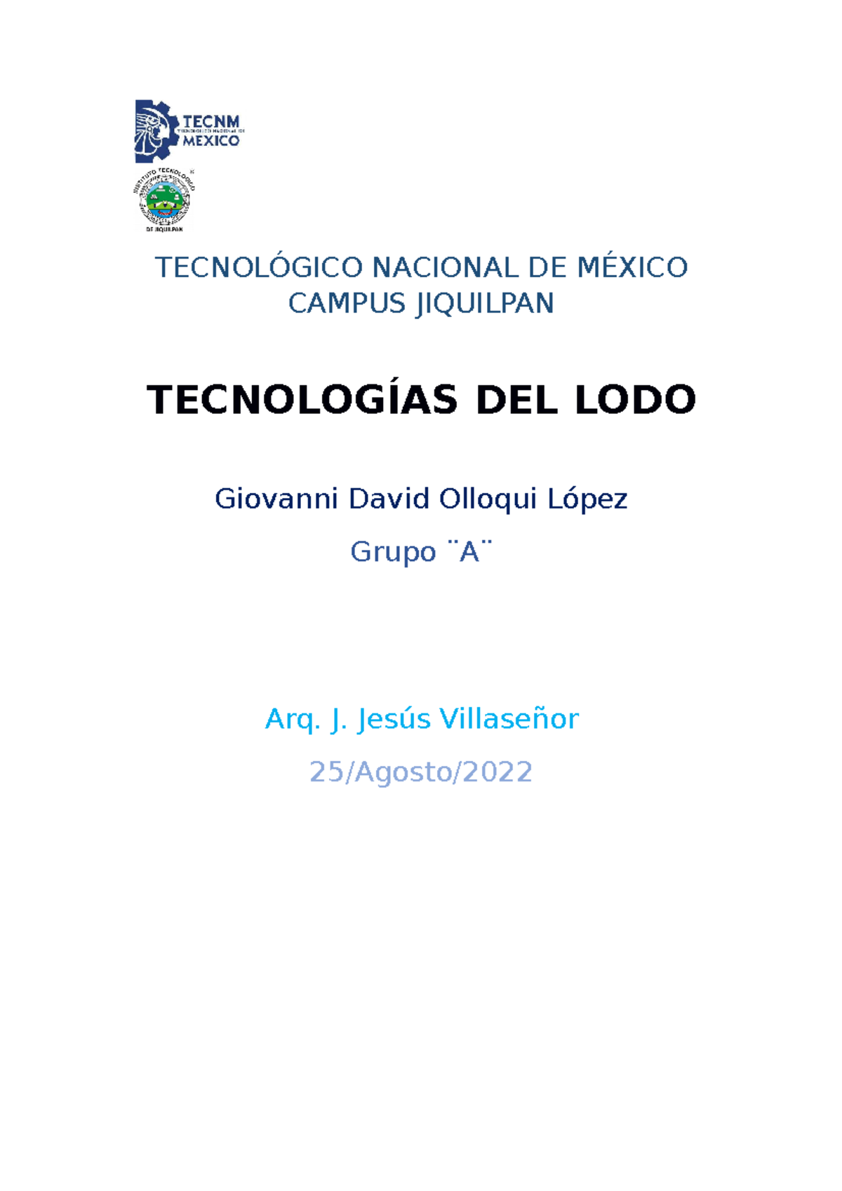 Tecnología del lodo - TECNOLÓGICO NACIONAL DE MÉXICO CAMPUS JIQUILPAN ...