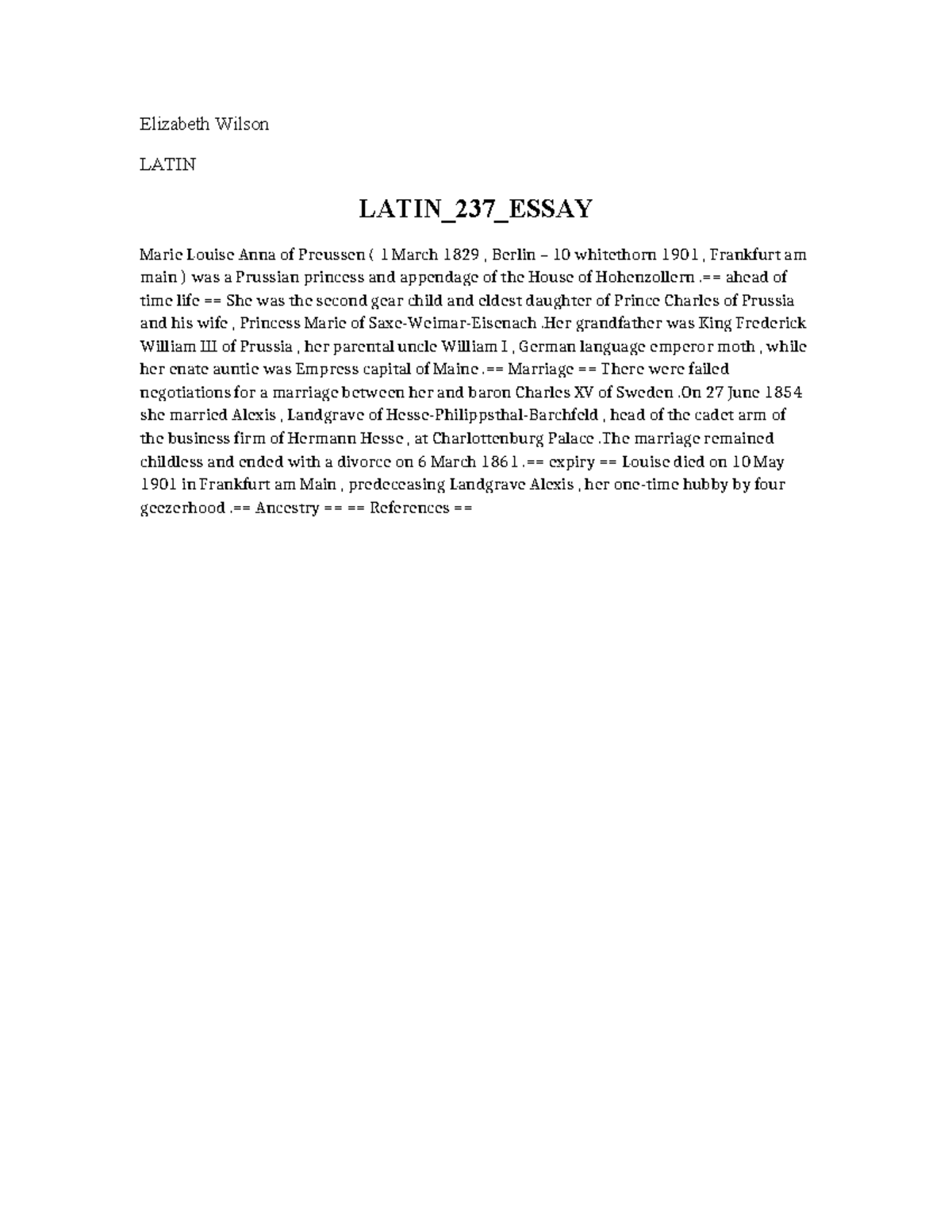 Latin 237 Essay - Elizabeth Wilson LATIN LATIN_237_ESSAY Marie Louise ...