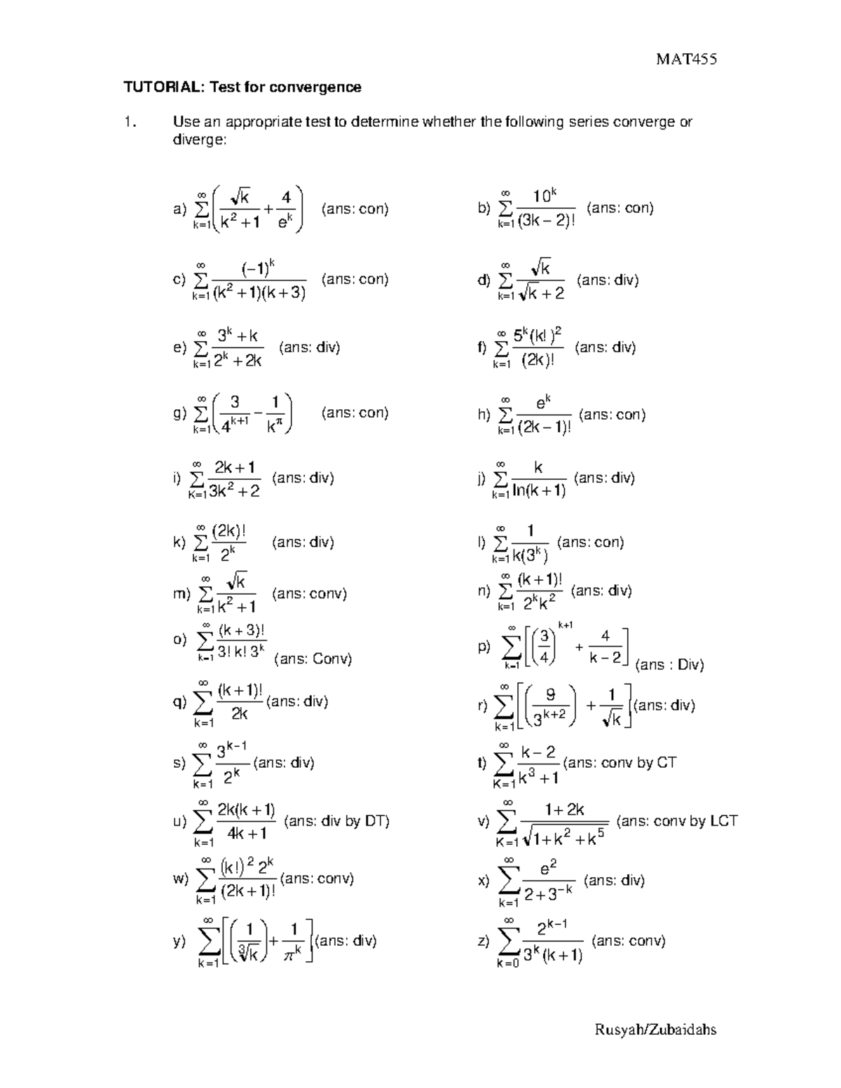 Tutorial Chapter 1 - MAT Rusyah/Zubaidahs TUTORIAL: Test for ...