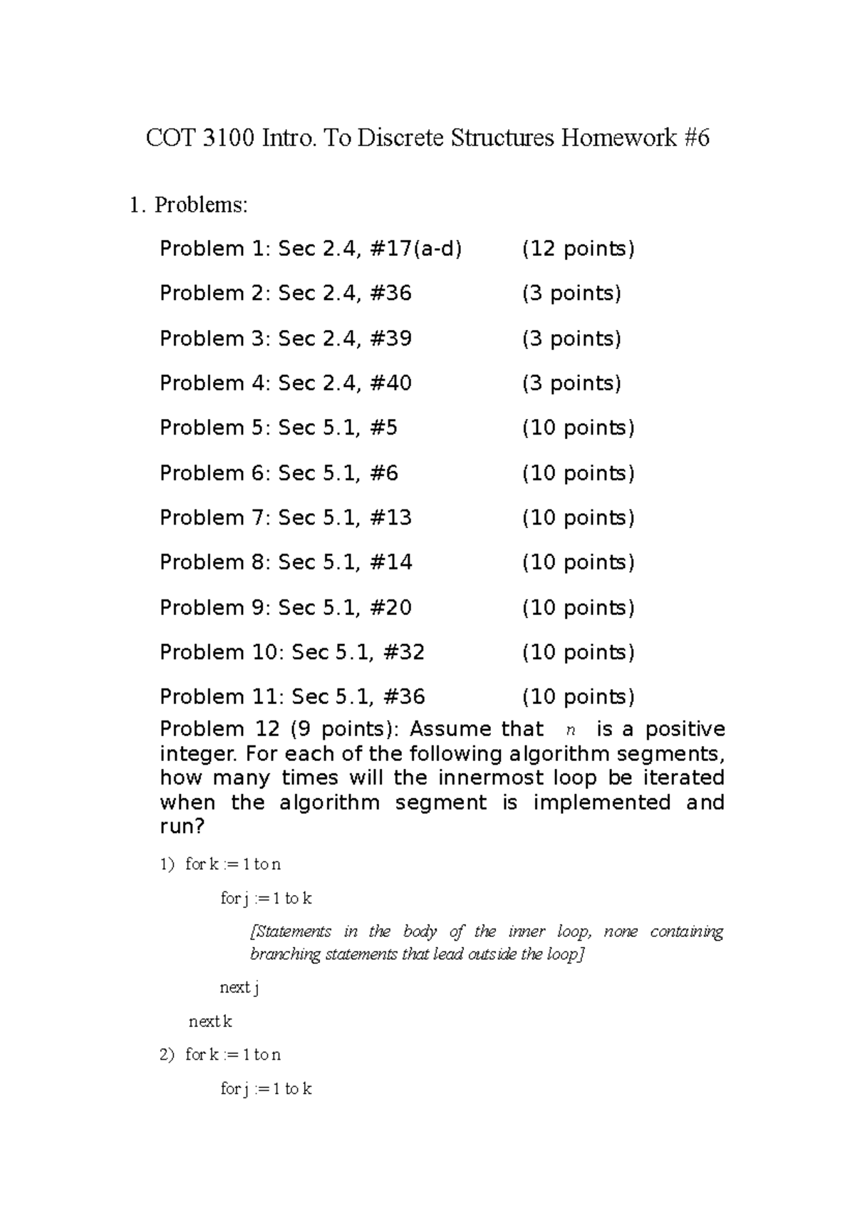 Homework+6 This is homework that will prepare you for exam. COT 3100 Intro. To