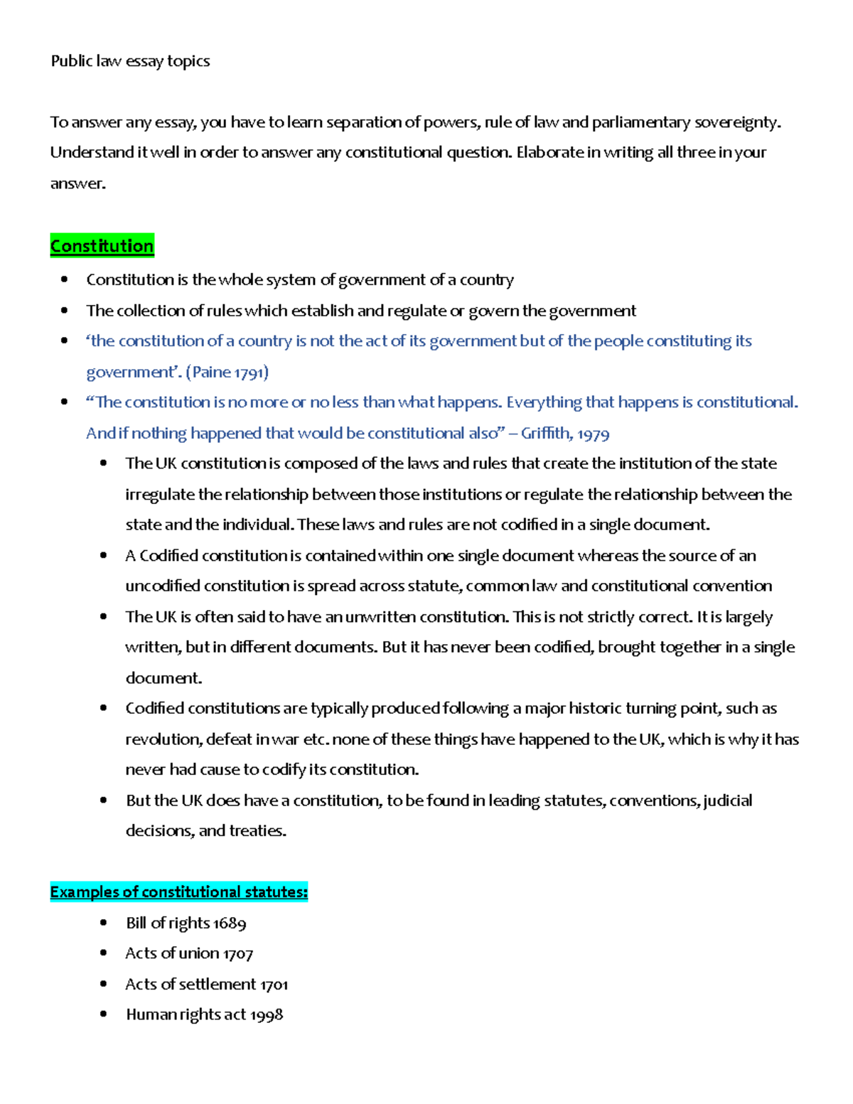 PL revision 2023 - pl law lecture - Public law essay topics To answer ...