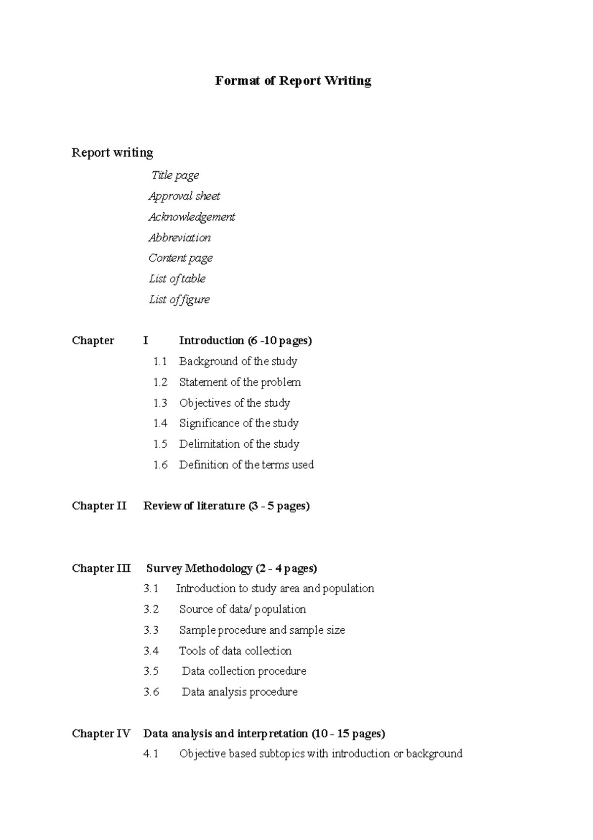 Format of Report Writing of Practicum Course(shahi) - Format of Report ...