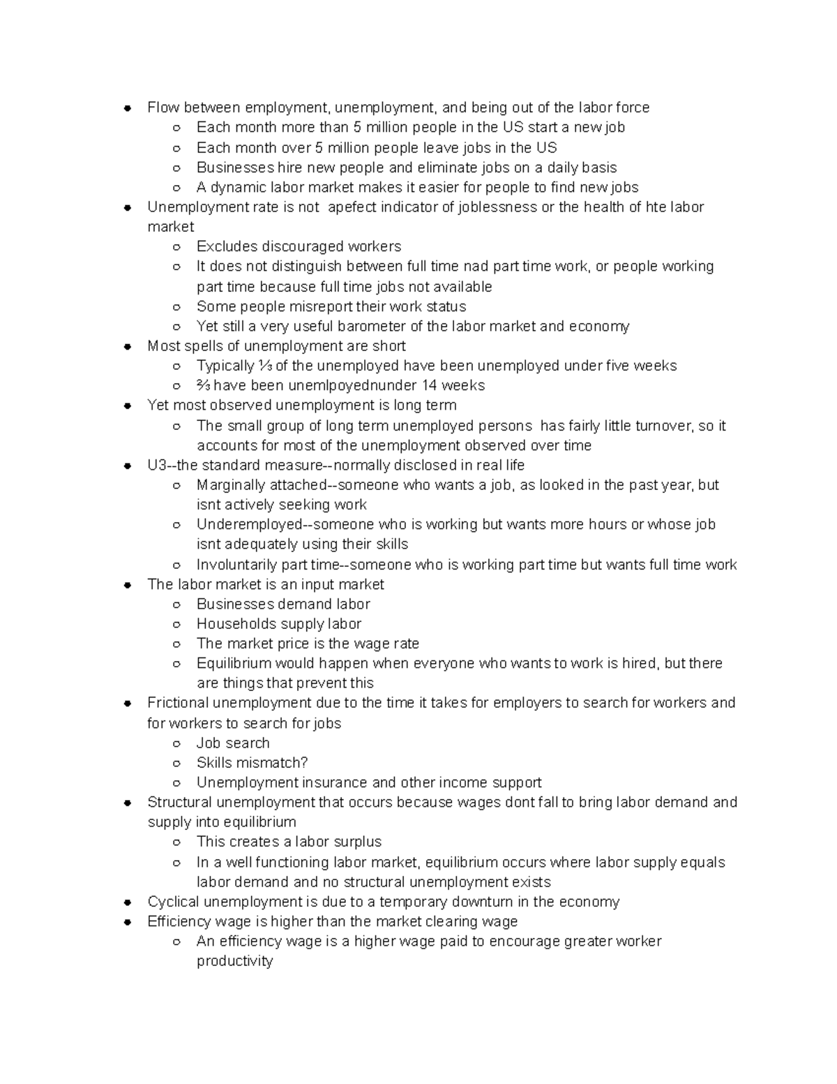 Econ 102 Lecture Notes - Flow between employment, unemployment, and ...