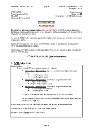 QCMcorrige - qcm systeme canadien corrigé - QCM de Java corrig ́e Java ...