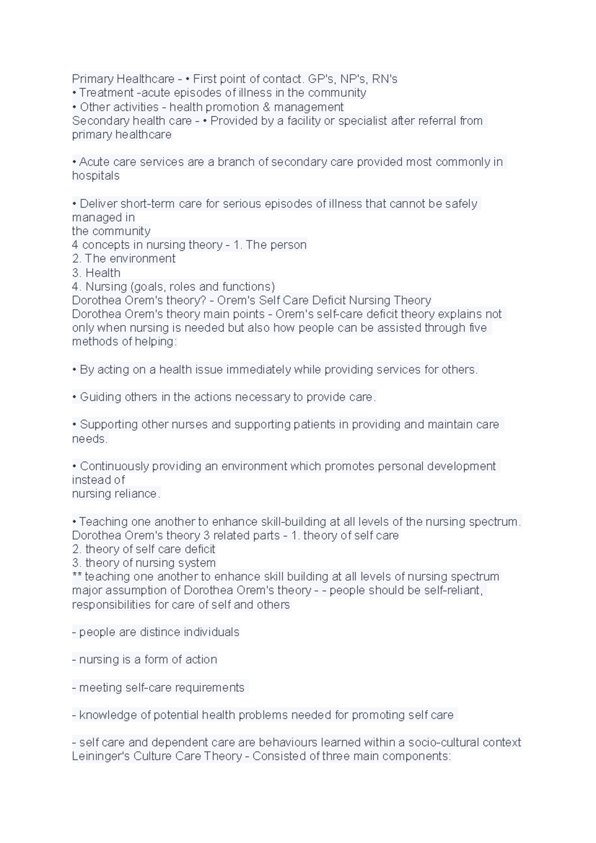 Quizlet TTP content Primary Healthcare • First point of contact. GP