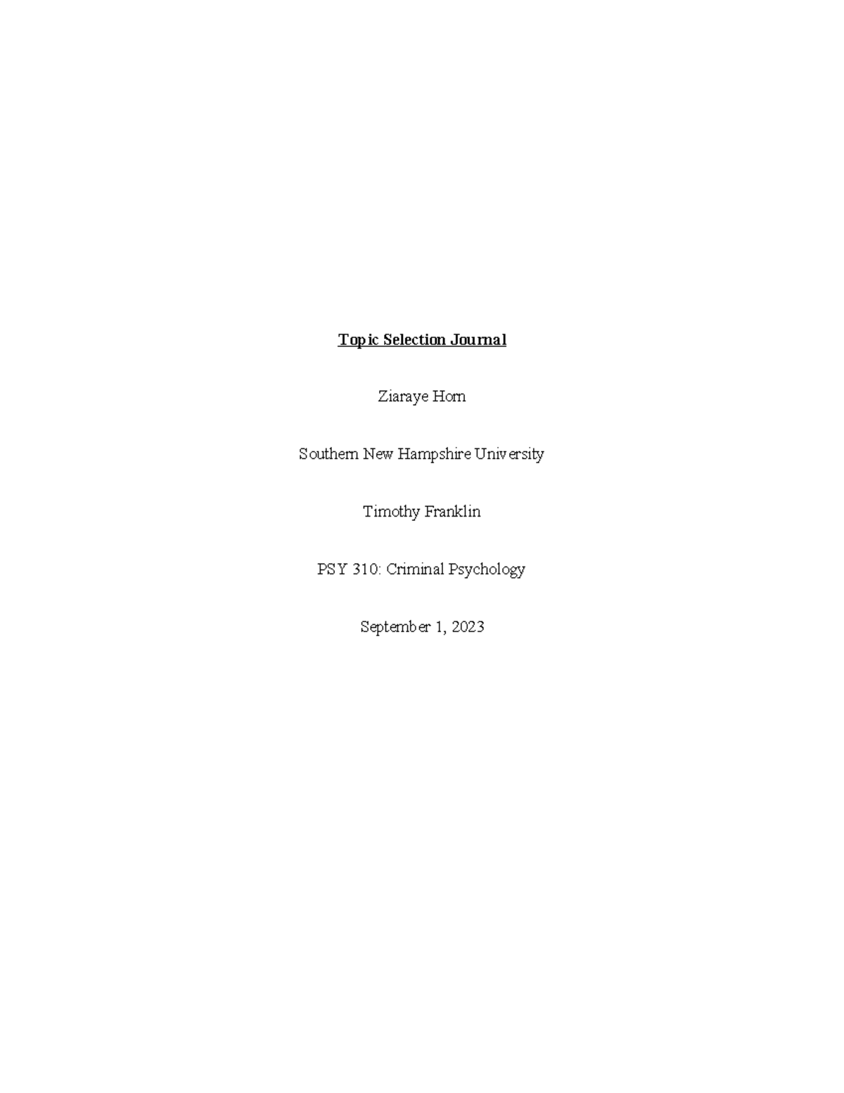Journal- Topic Selection - Topic Selection Journal Ziaraye Horn ...