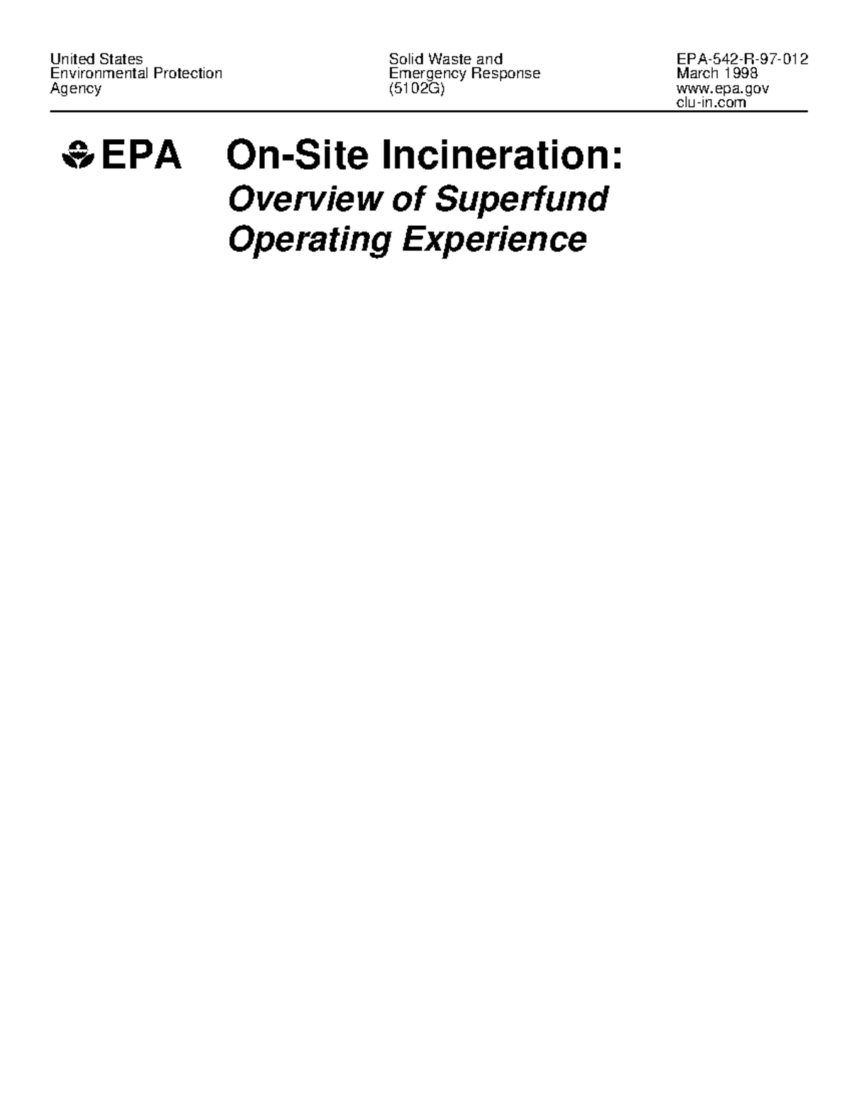 Waste Solid Mgmt Incineration EPA United States Solid Waste And EPA 