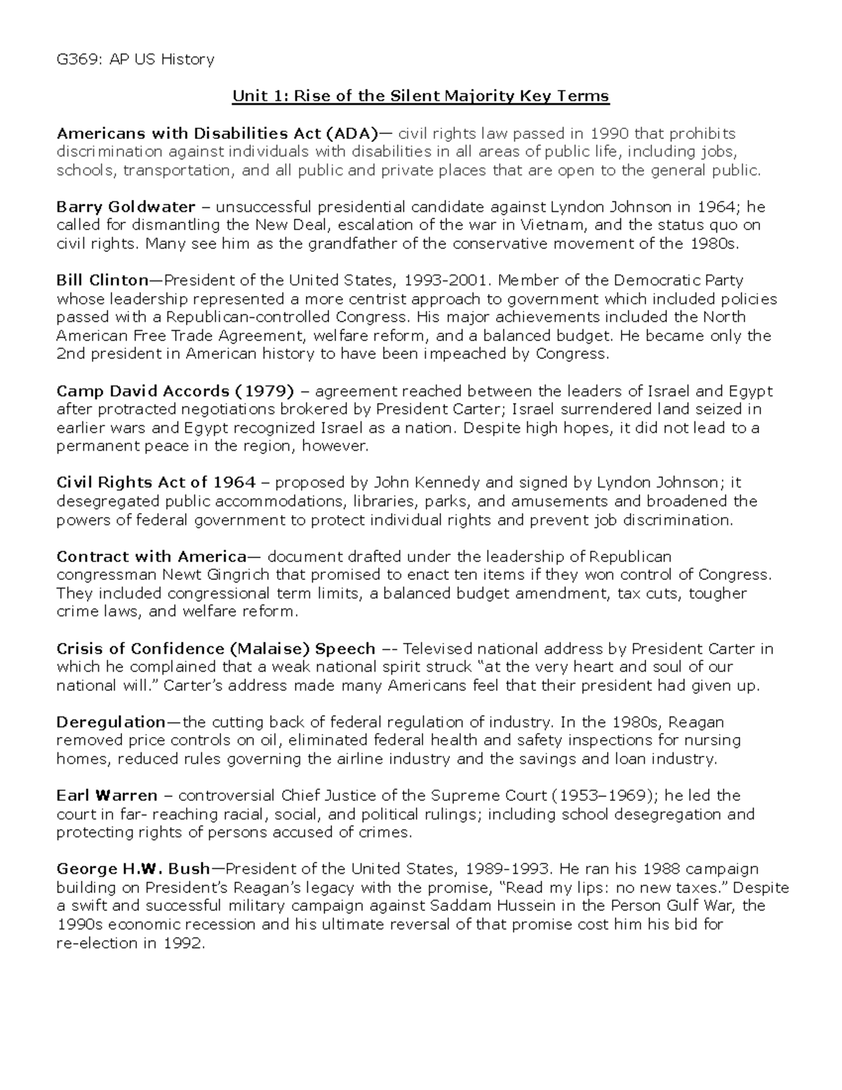 Unit+1 +Rise+of+the+Silent+Majority+Key+Terms+ - G369: AP US History ...