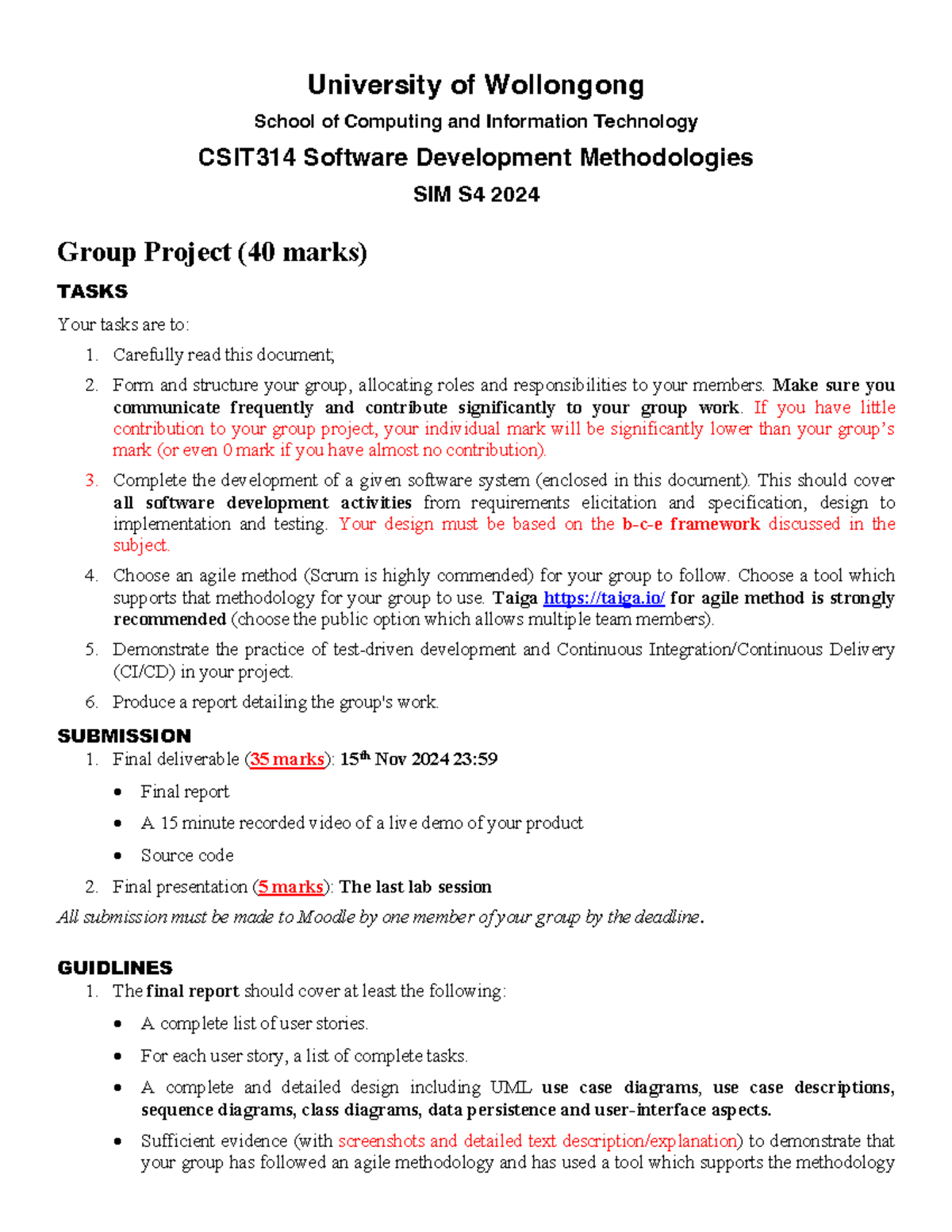 Group Project 24 - University of Wollongong School of Computing and ...