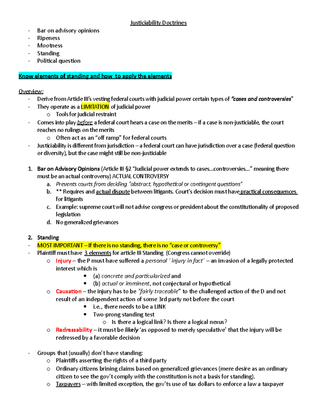 justiciability-doctrines-meaning-there-must-be-an-actual