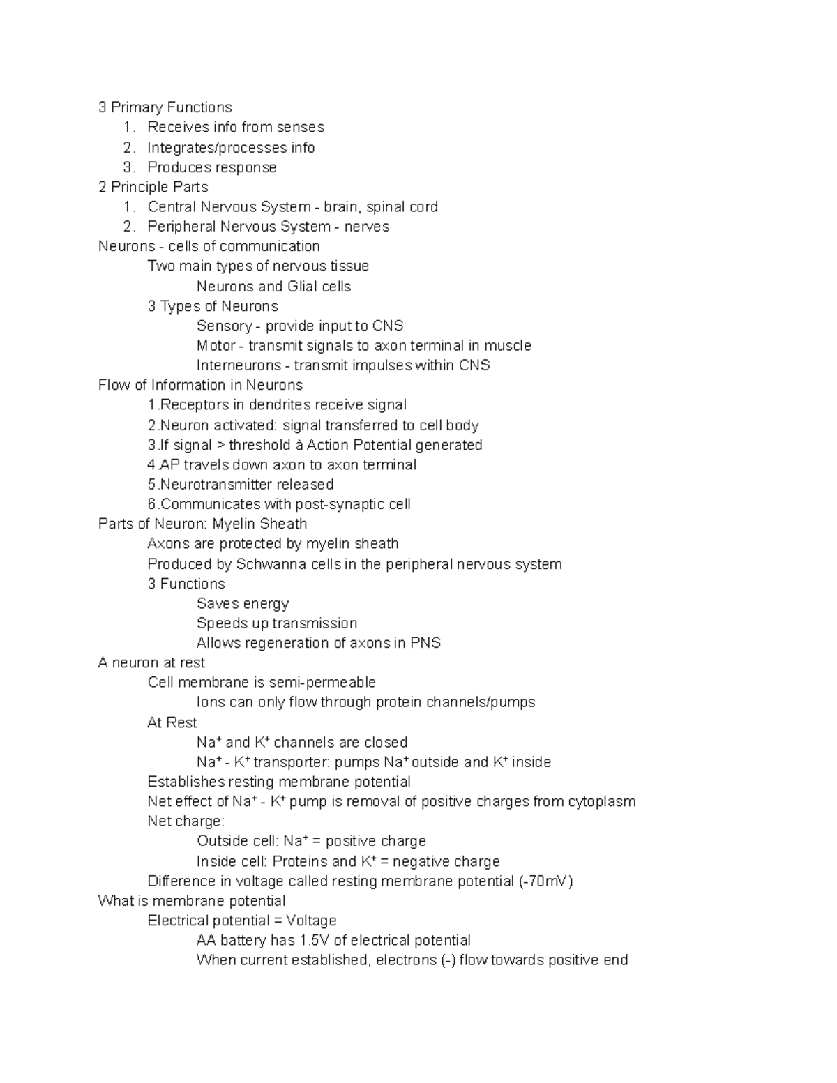 Chapter 11 - Human Bio - Nervous System, Neurons, CNS, PNS, Sensory and ...