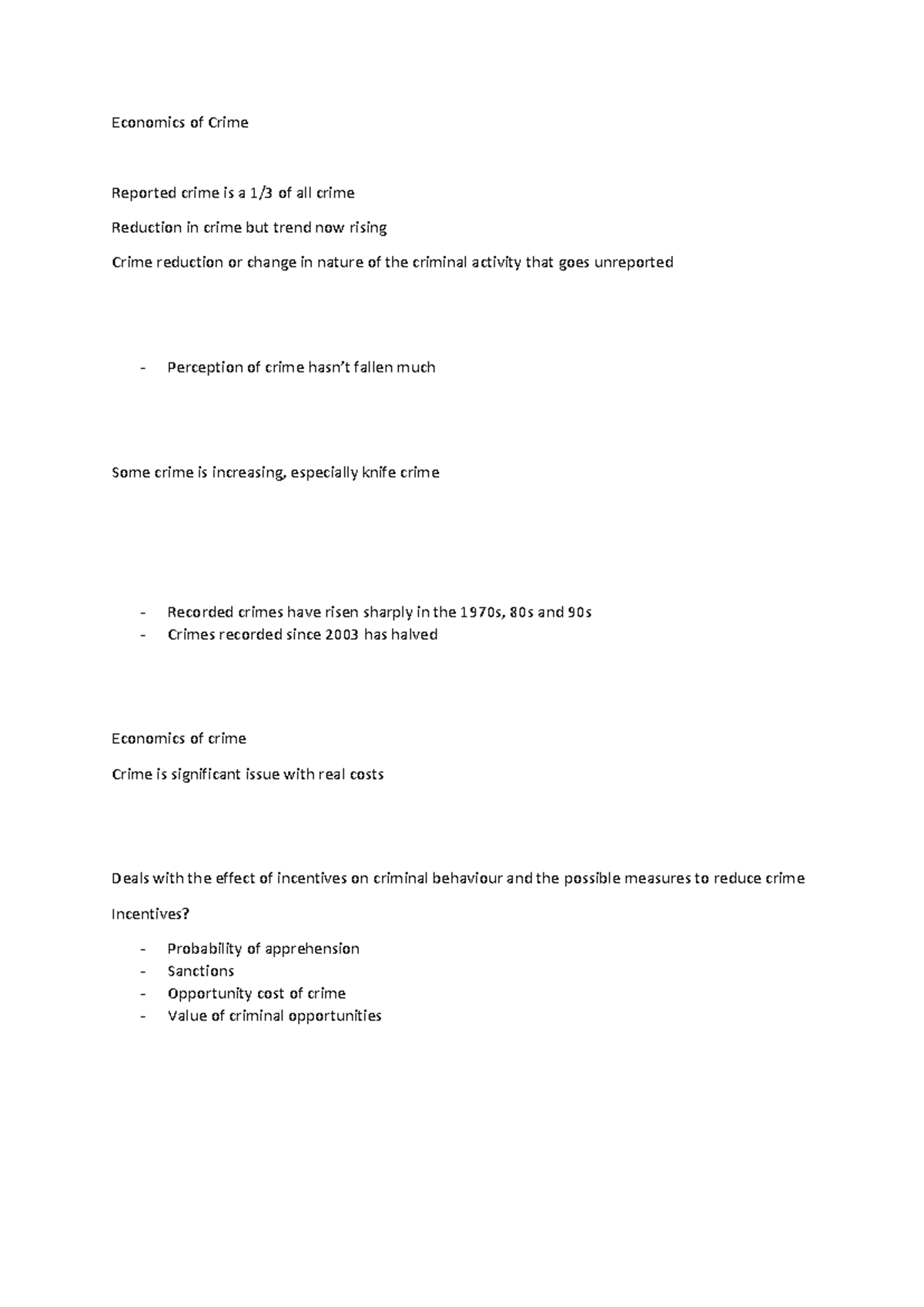 Economics of Crime - from contempory economic issues module - Economics ...