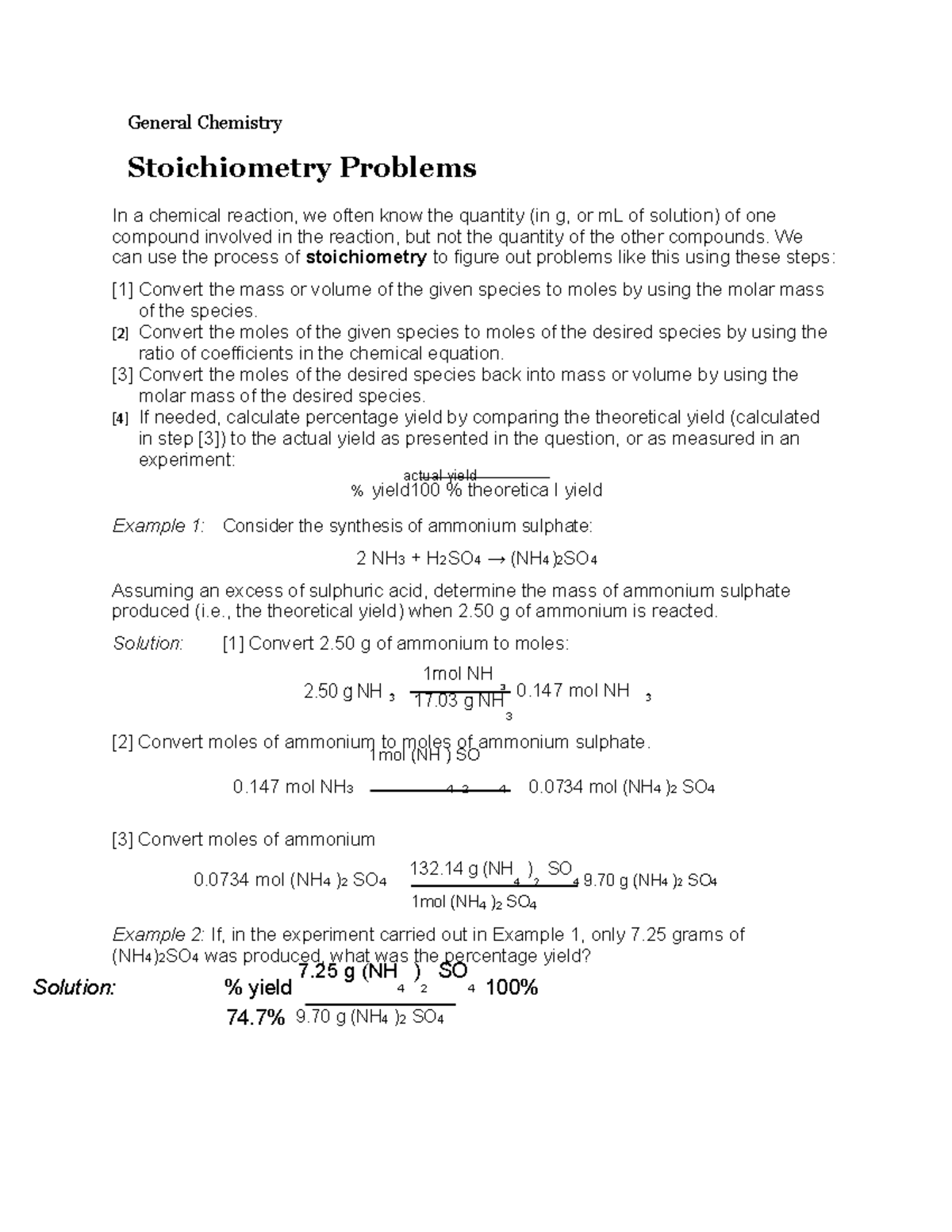 chemistry coursework example