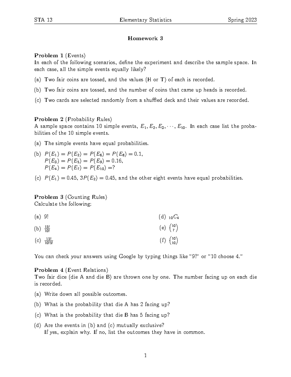 Homework-3 - A Variety Of Practice Problems For Chapter 3 Statistics ...