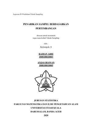 Teknik Sampling Laporan 7 Praktikum - Laporan Praktikum Teknik Sampling